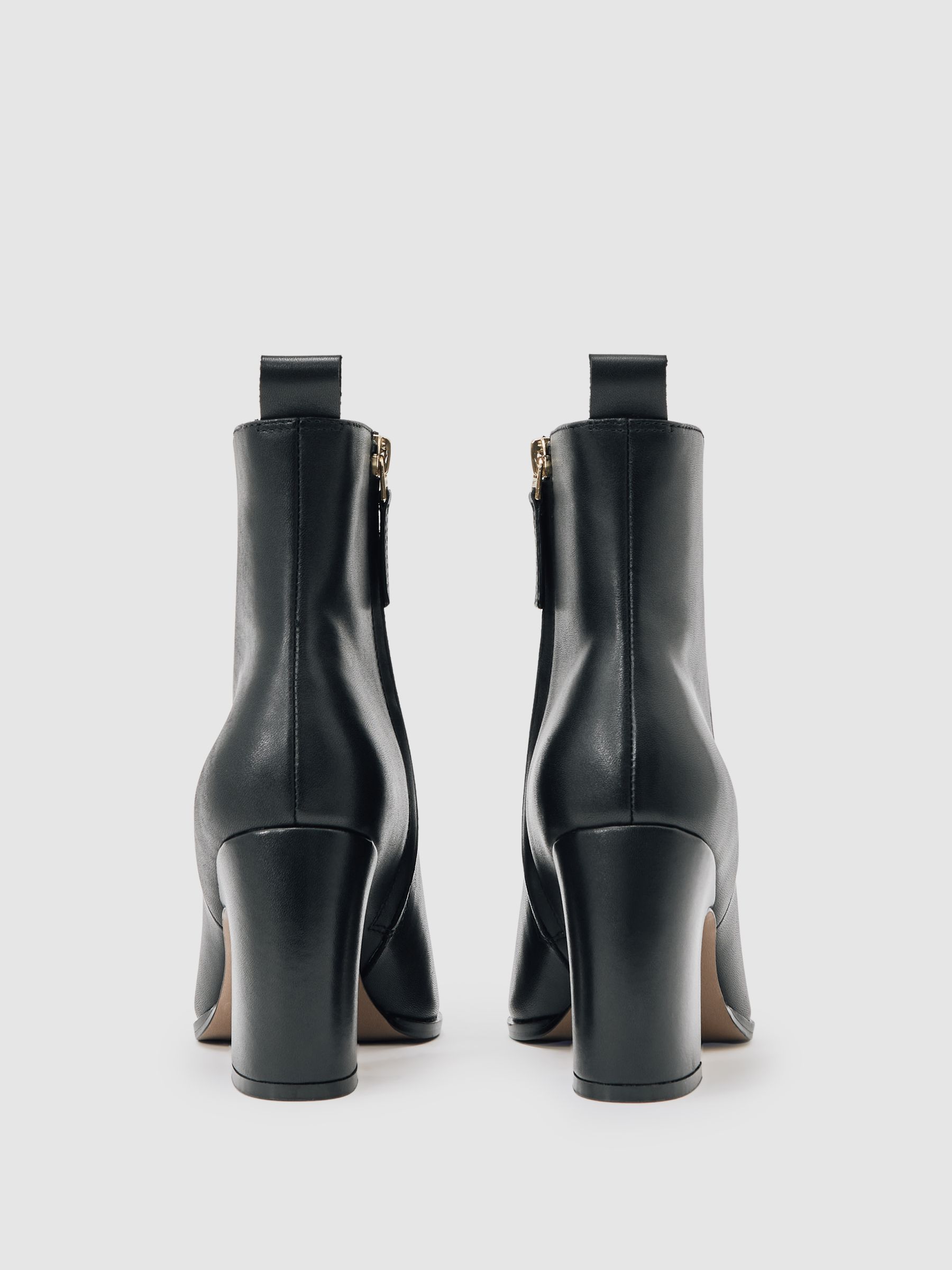 Leather Blocked Heel Ankle Boots in Black - Image 6 of 7