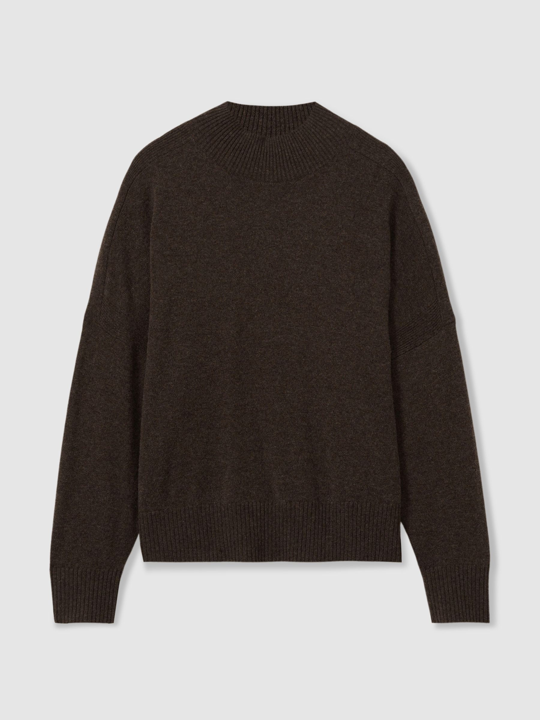 Wool Blend Funnel Neck Jumper in Chocolate - Image 2 of 5