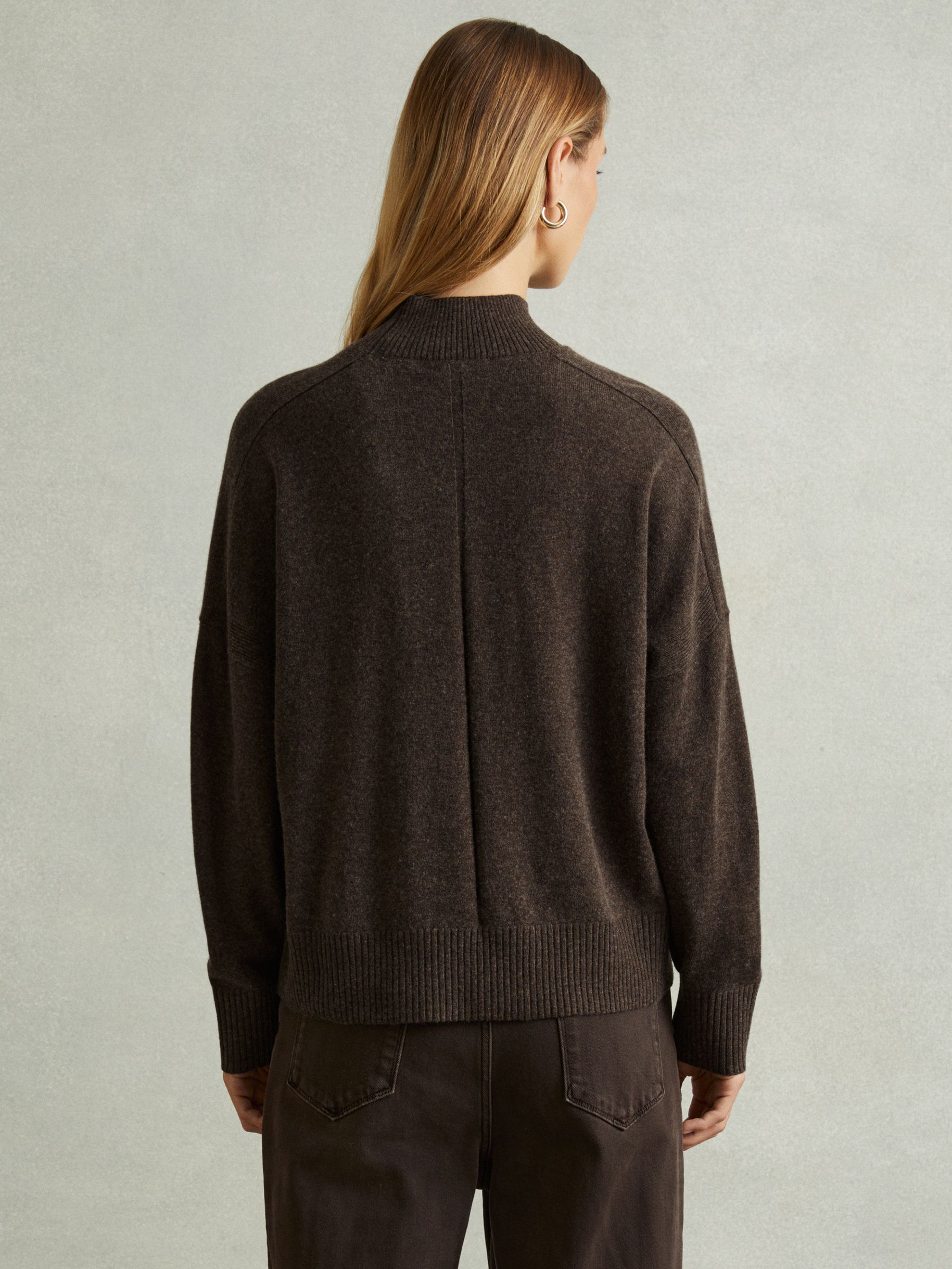 Wool Blend Funnel Neck Jumper in Chocolate - Image 4 of 5