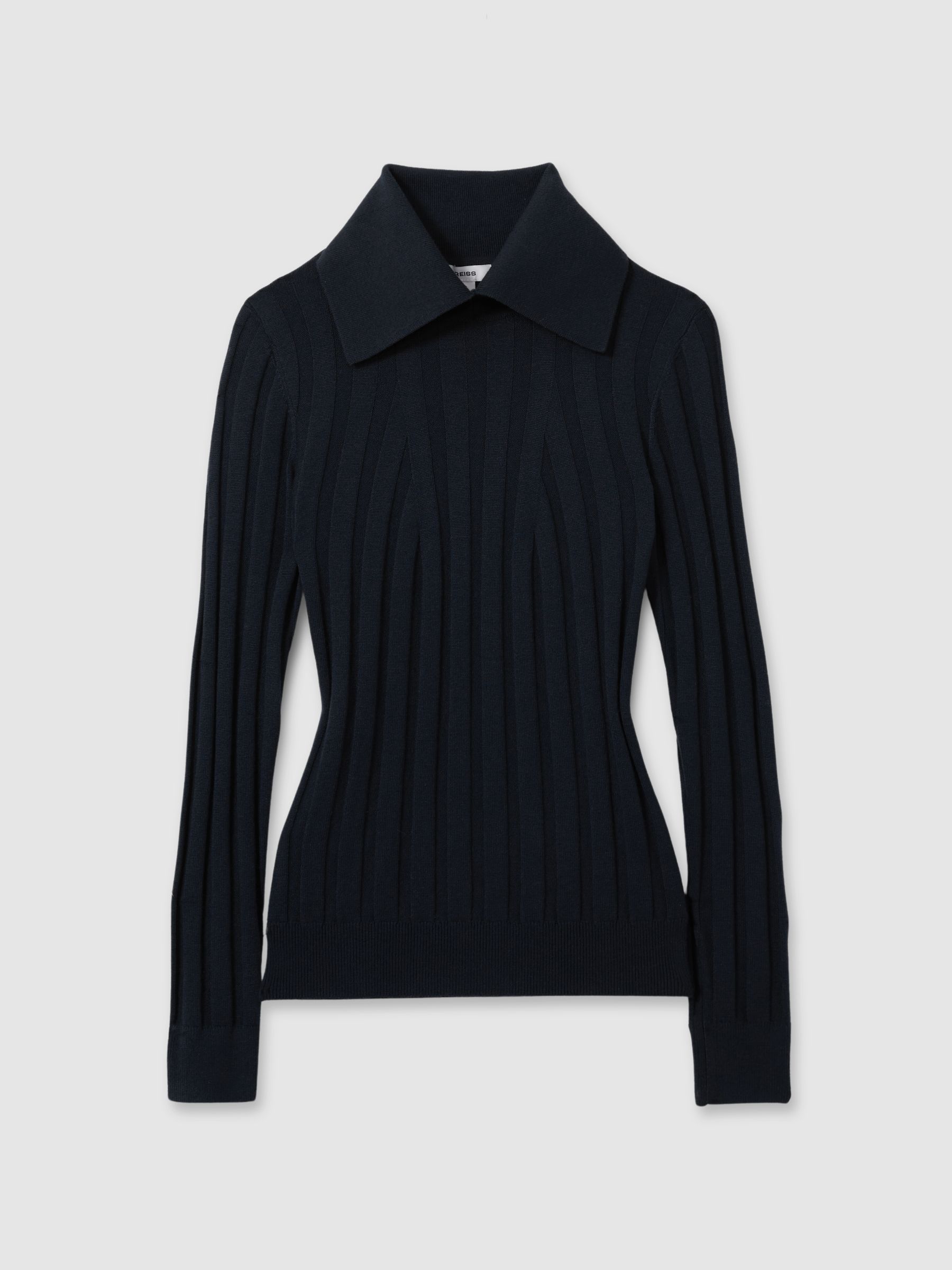 Ribbed Collared Top in Teal - Image 2 of 6