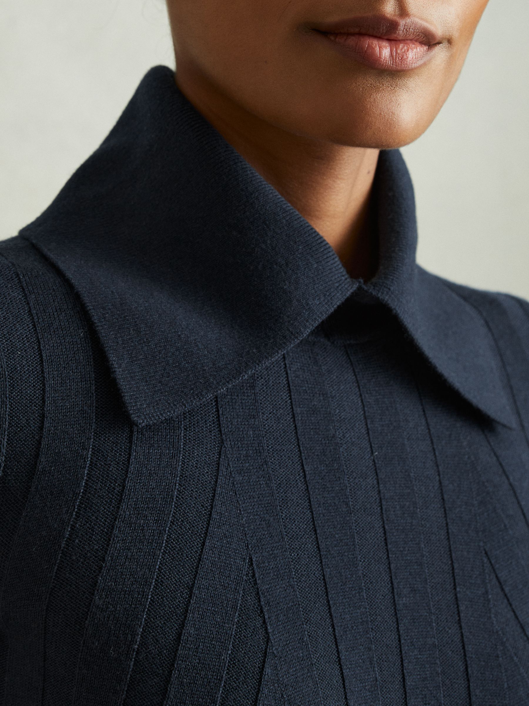 Ribbed Collared Top in Teal - Image 3 of 6