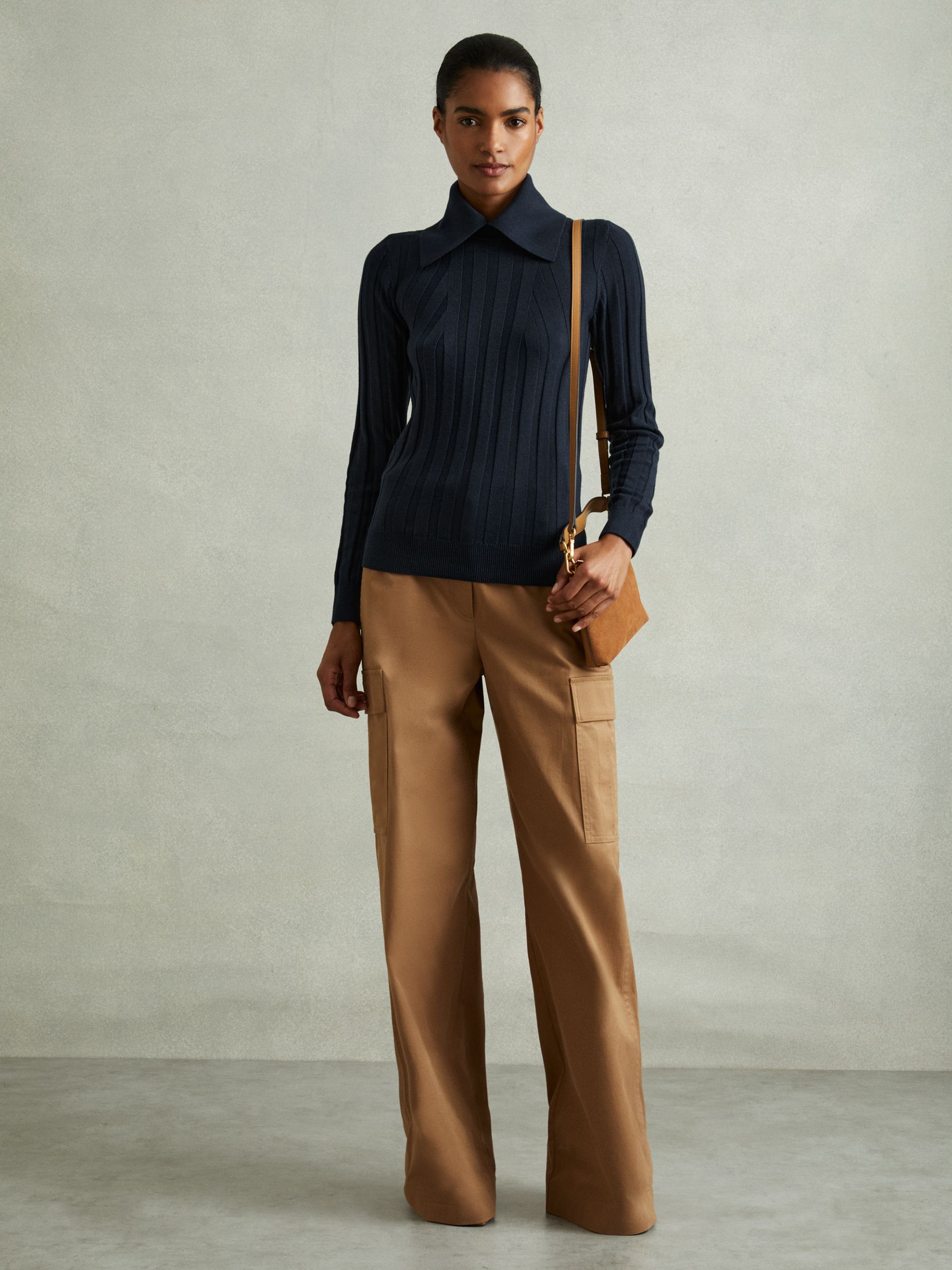 Ribbed Collared Top in Teal - Image 5 of 6