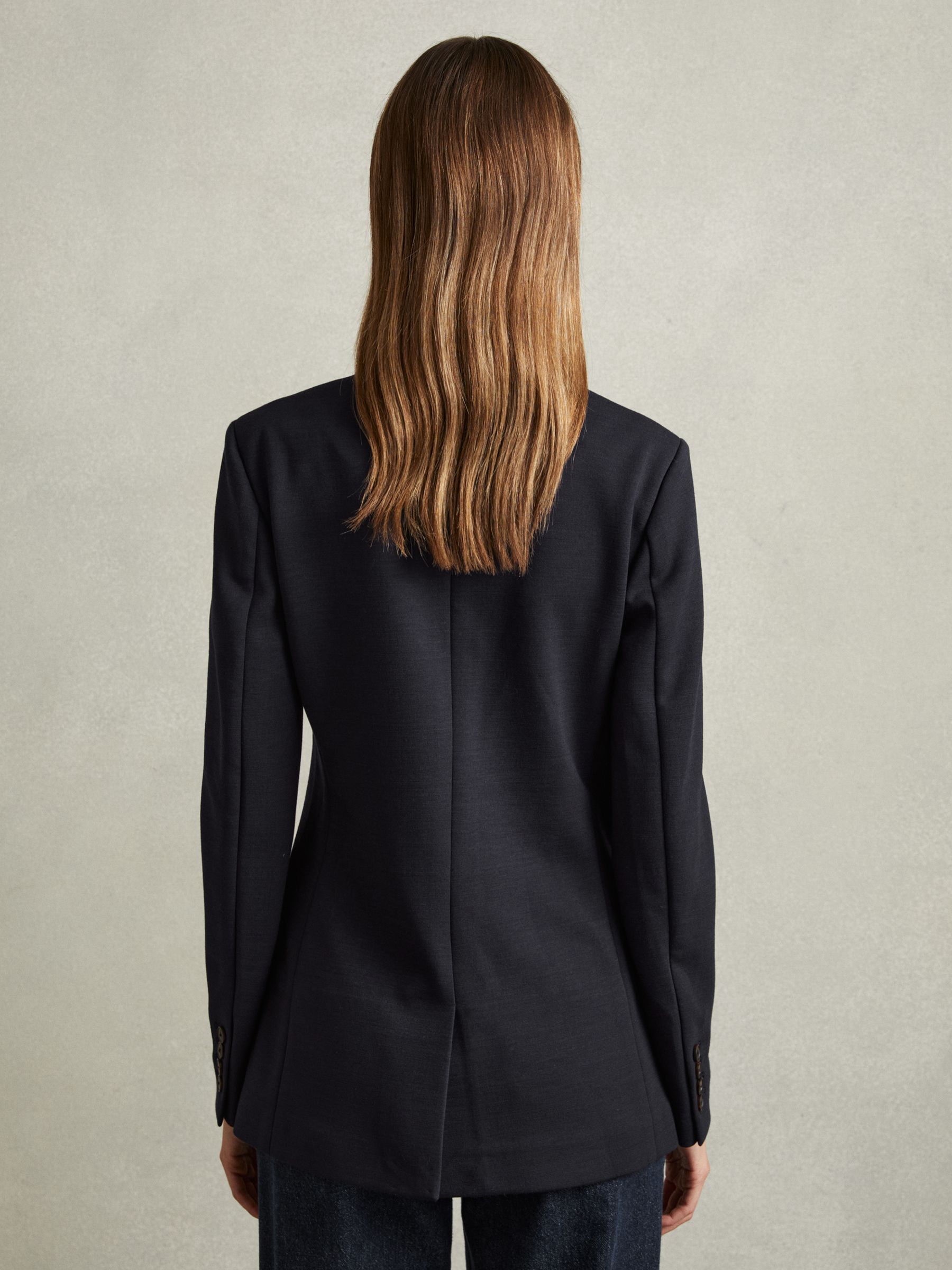 Ponte Button-Through Overshirt in Navy - Image 4 of 6