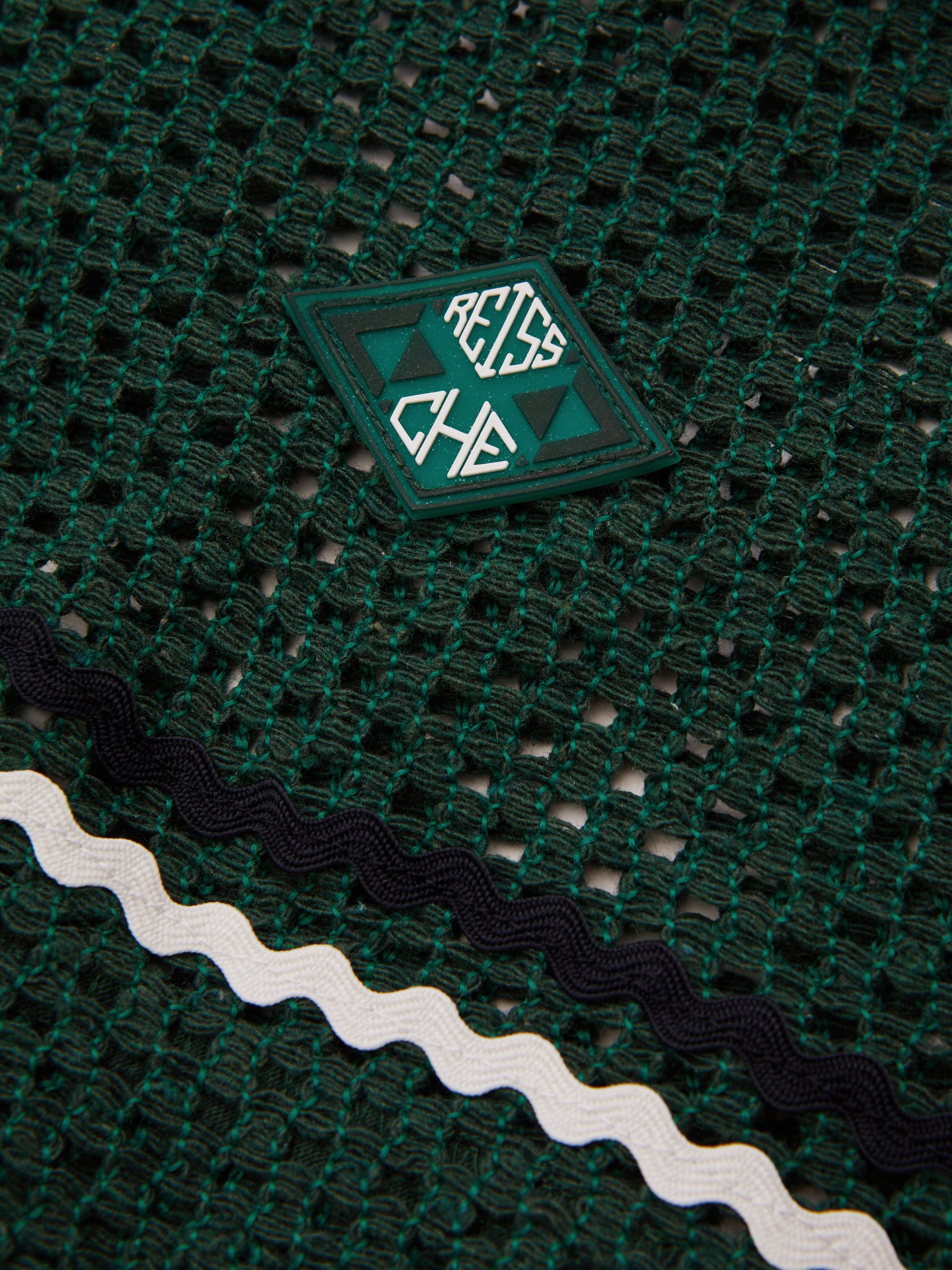 Lucca Dark Green Ché Crochet Contrast Trim Cuban Collar Shirt - Image 5 of 5