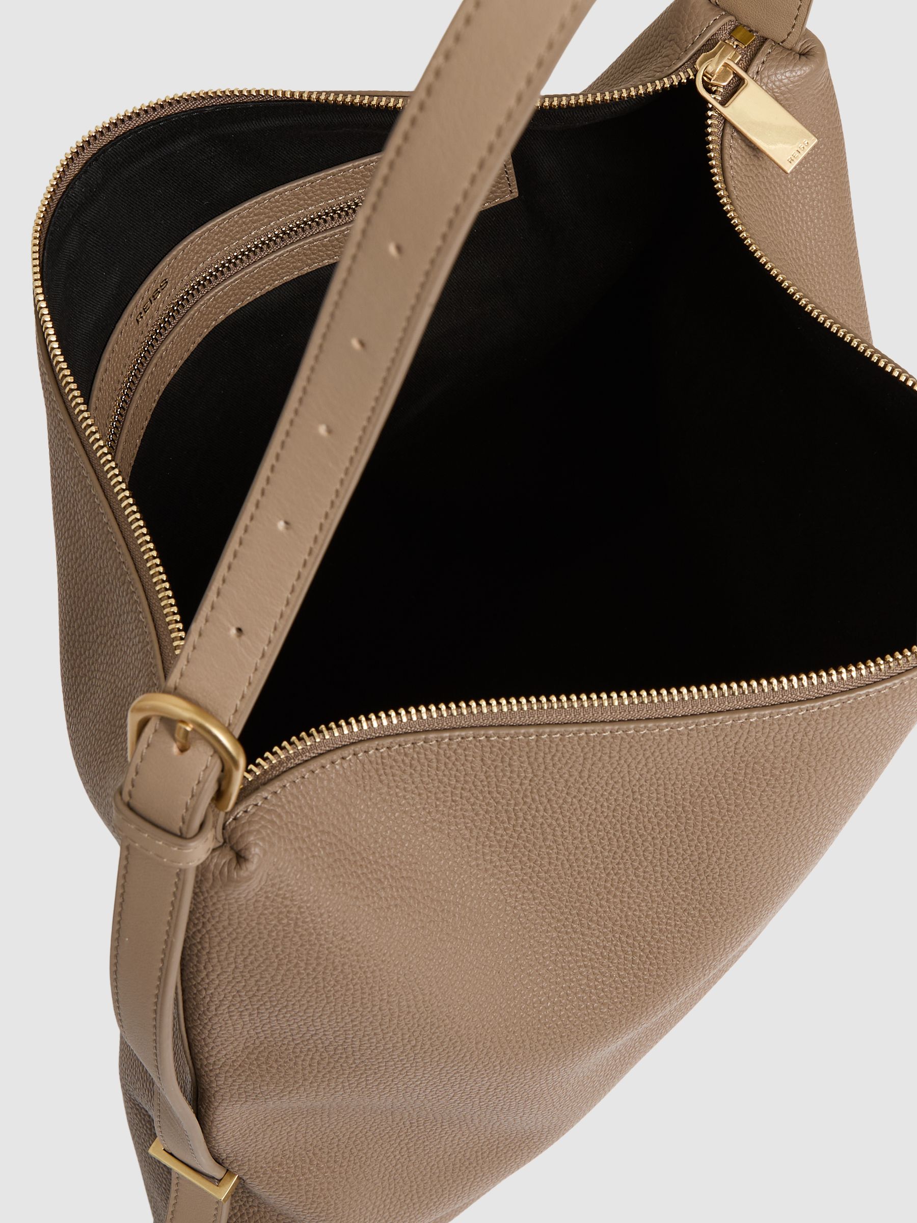 Grained Leather Tote Bag in Taupe - Image 4 of 5