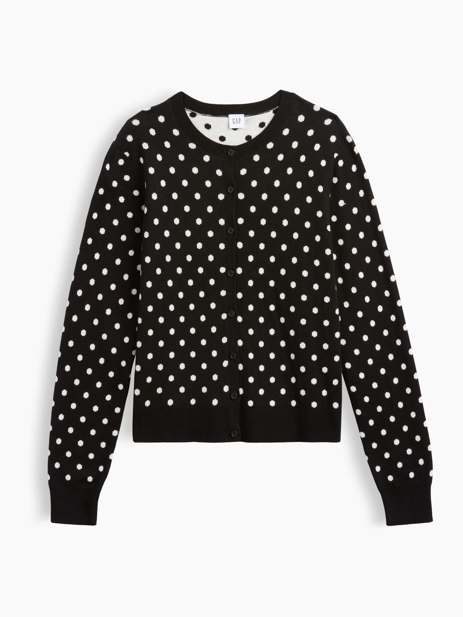 Black Polka Dot Crew Neck Cardigan - Image 4 of 5