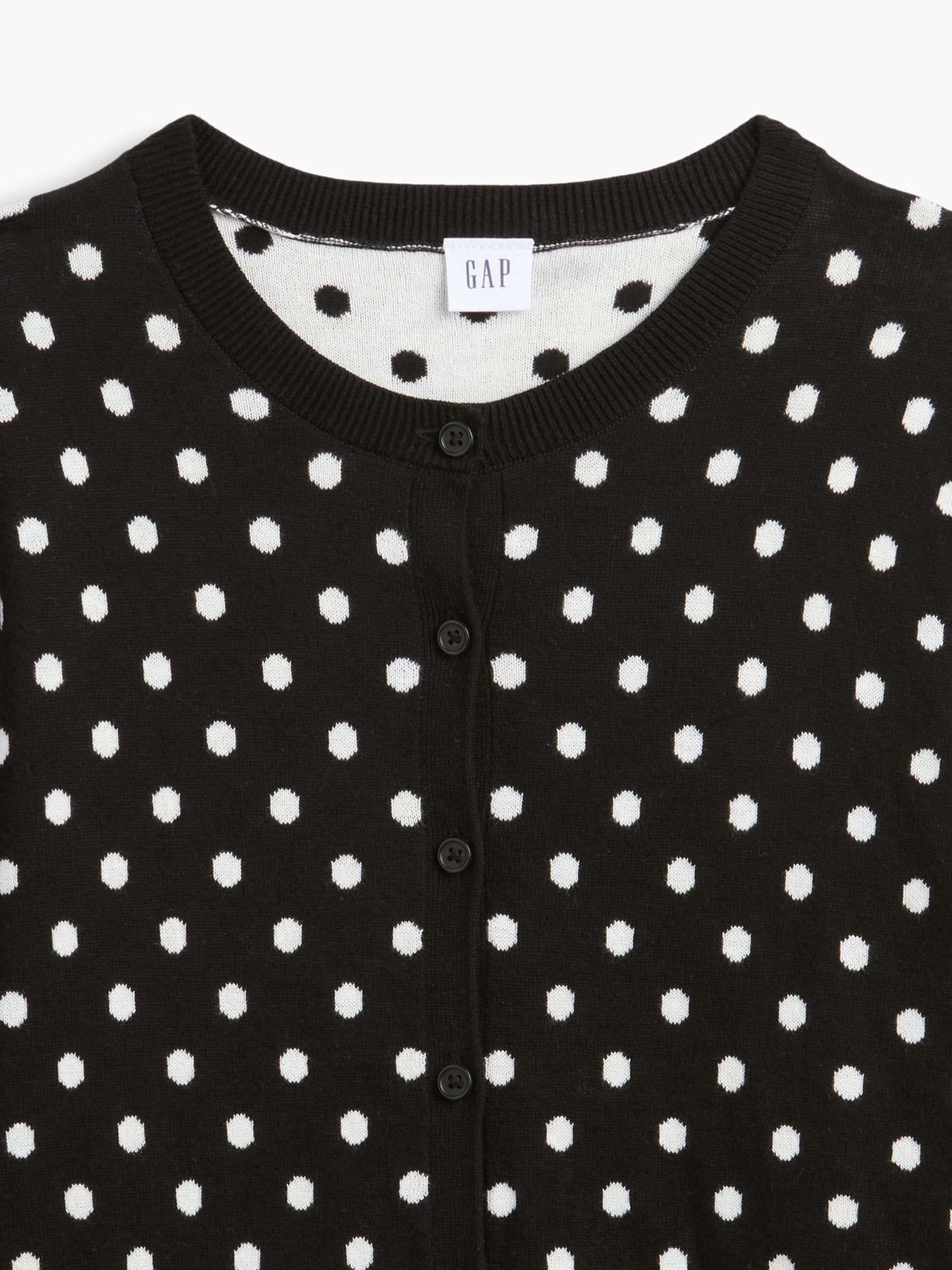 Black Polka Dot Crew Neck Cardigan - Image 5 of 5