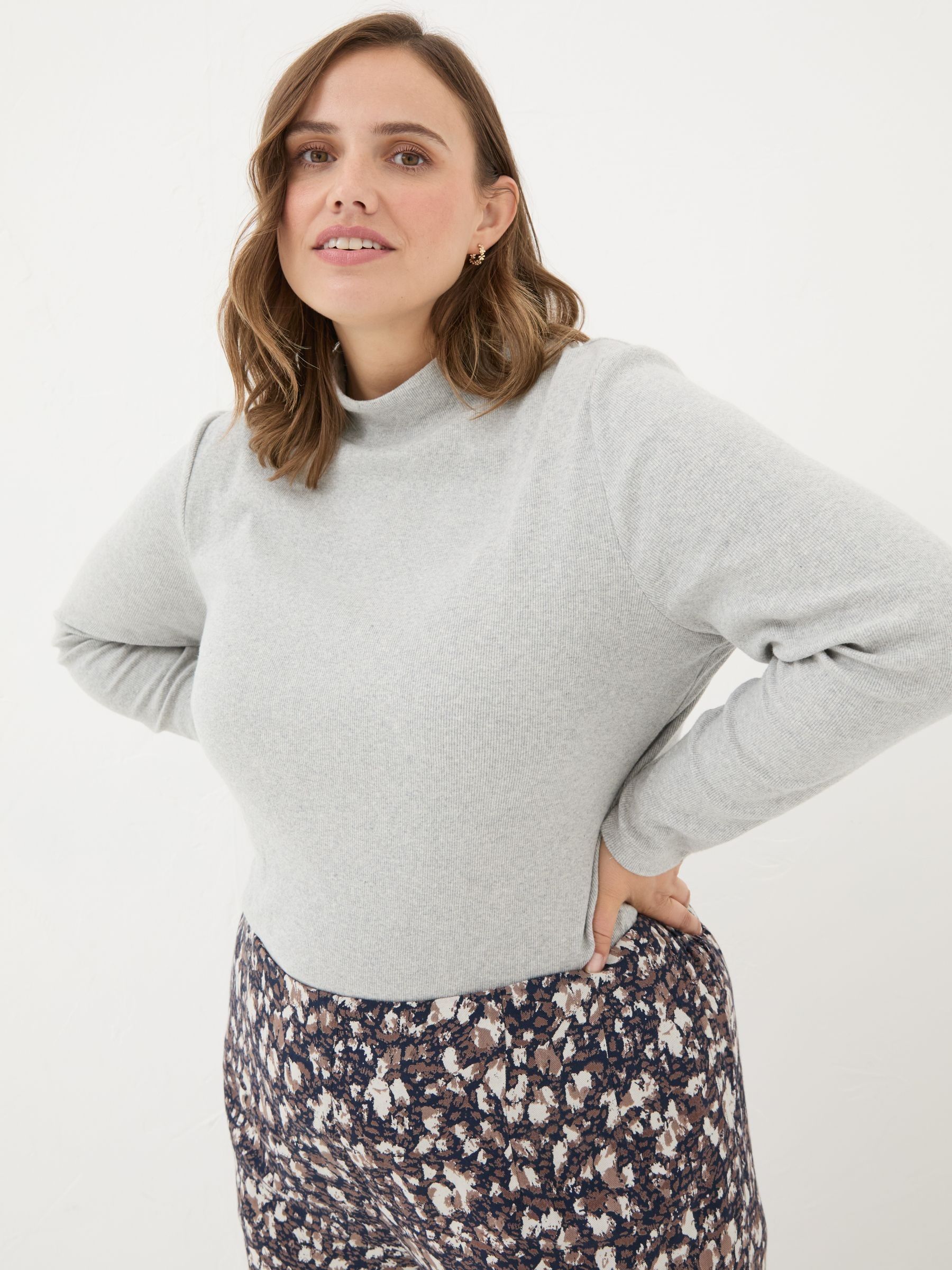 Callie Light Grey High Neck Top - Image 7 of 8
