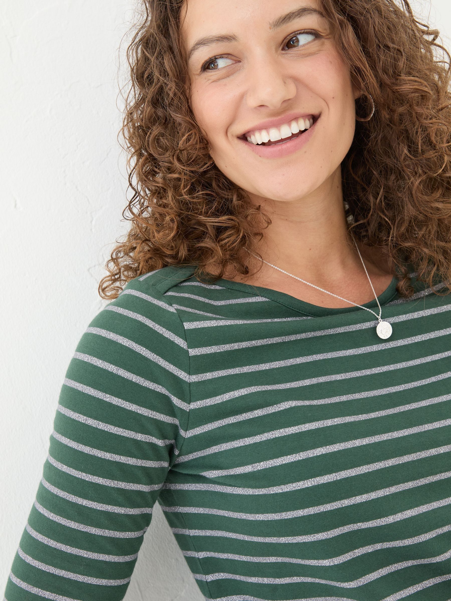 Dark Teal Sparkle Breton T-Shirt - Image 3 of 5