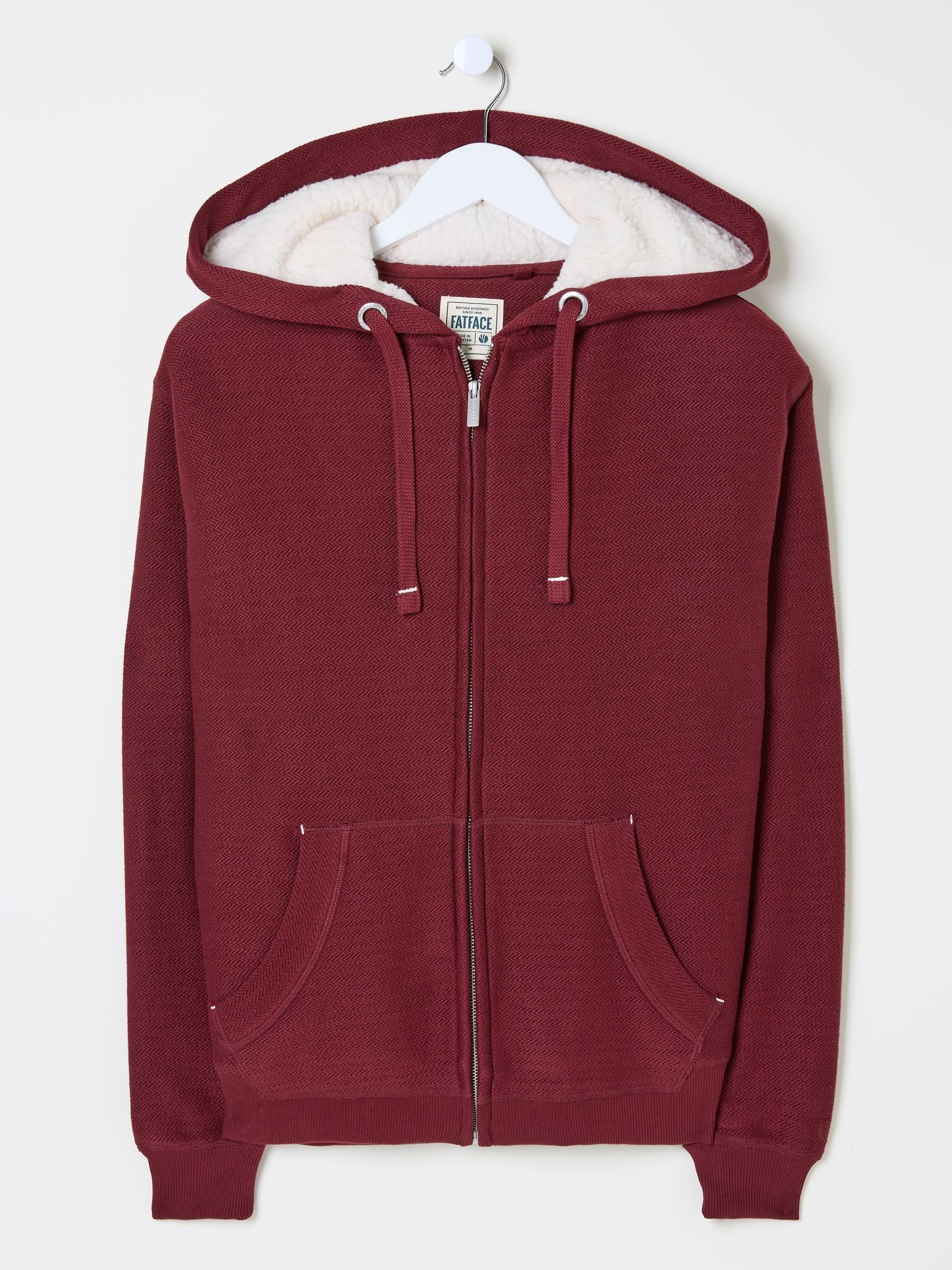 Amy Dark Red Nep Borg Lined Zip Through Hoodie - Image 4 of 4