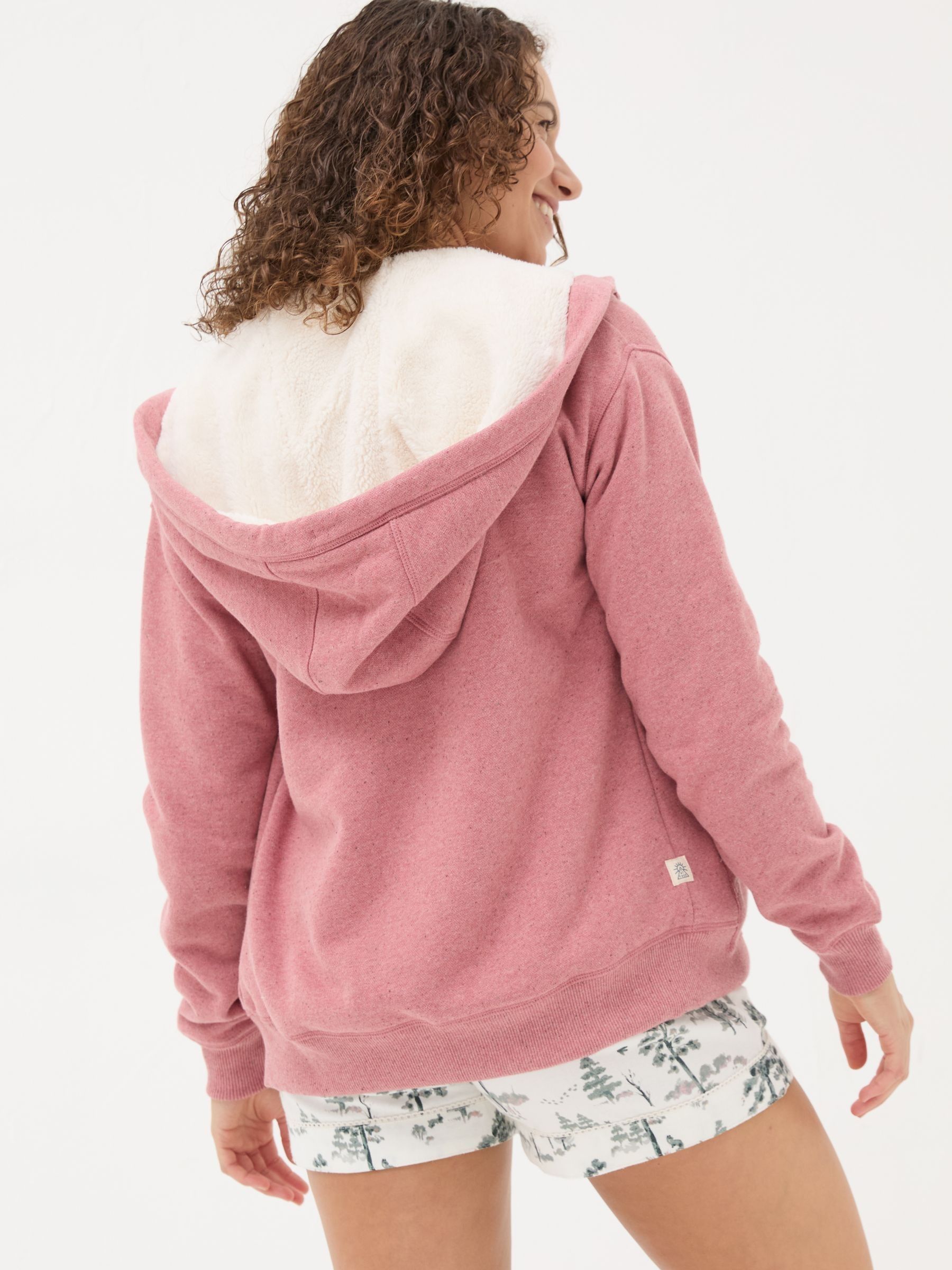 Amy Pink Nep Borg Lined Zip Through Hoodie - Image 2 of 6