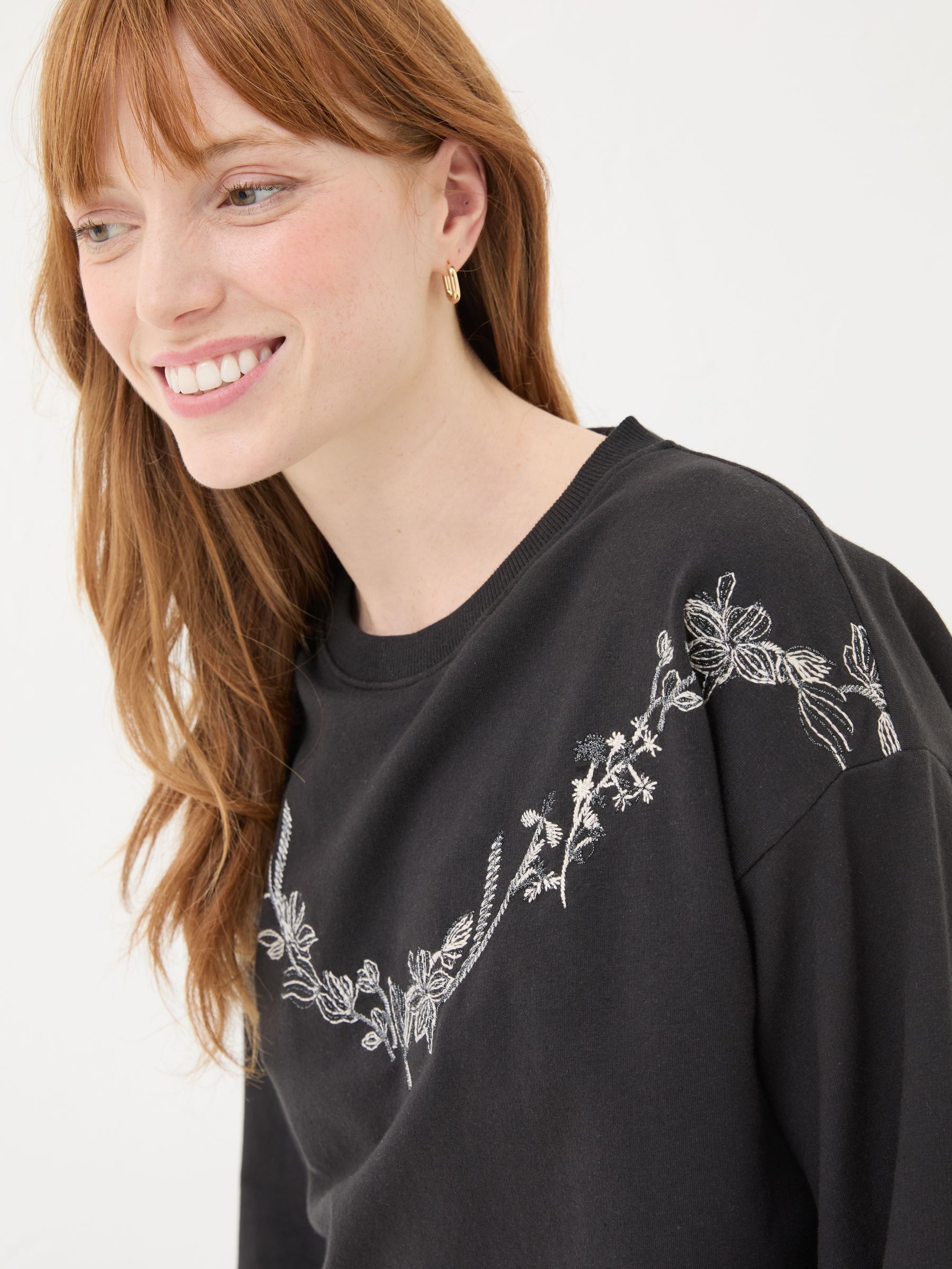 Black Embroidered Crew Sweat Top - Image 4 of 6
