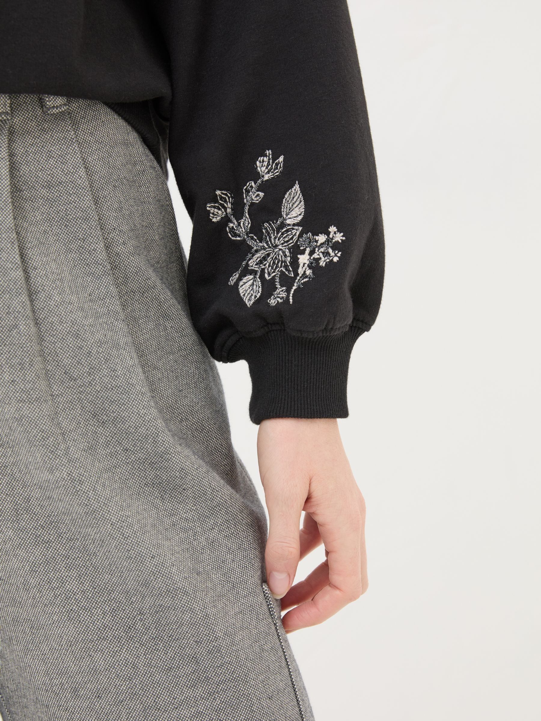 Black Embroidered Crew Sweat Top - Image 5 of 6