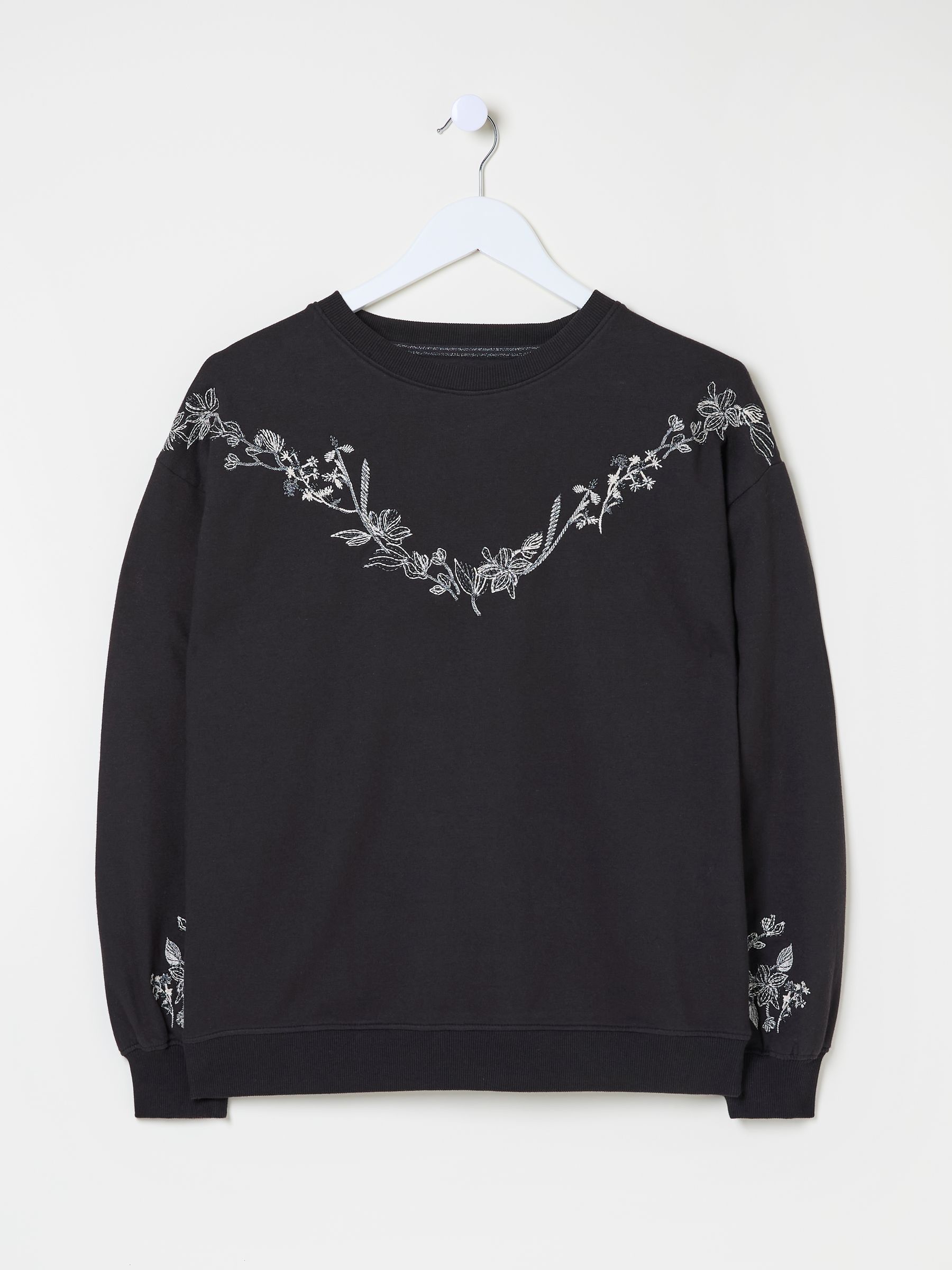 Black Embroidered Crew Sweat Top - Image 6 of 6