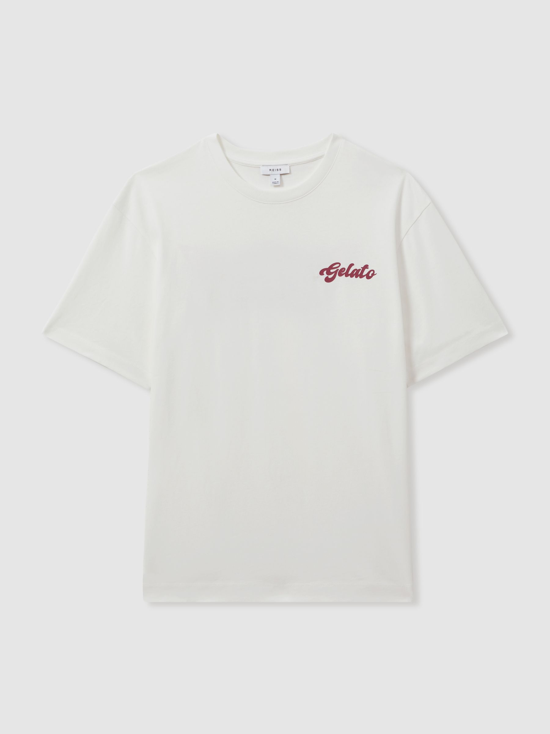 Sicily White/Pink Reiss | Ché Oversized Cotton Gelato Print T-Shirt - Image 2 of 6 Sicily White/Pink Reiss | Ché Oversized Cotton Gelato Print T-Shirt - Image 2 of 6