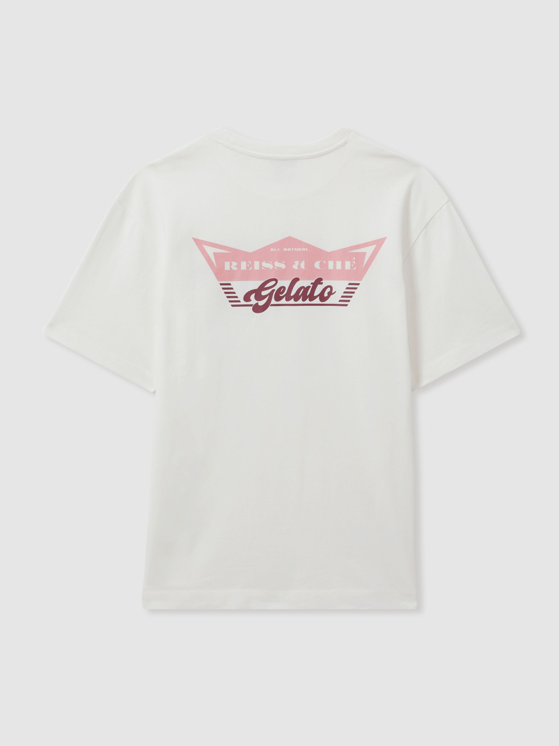 Sicily White/Pink Reiss | Ché Oversized Cotton Gelato Print T-Shirt - Image 4 of 6