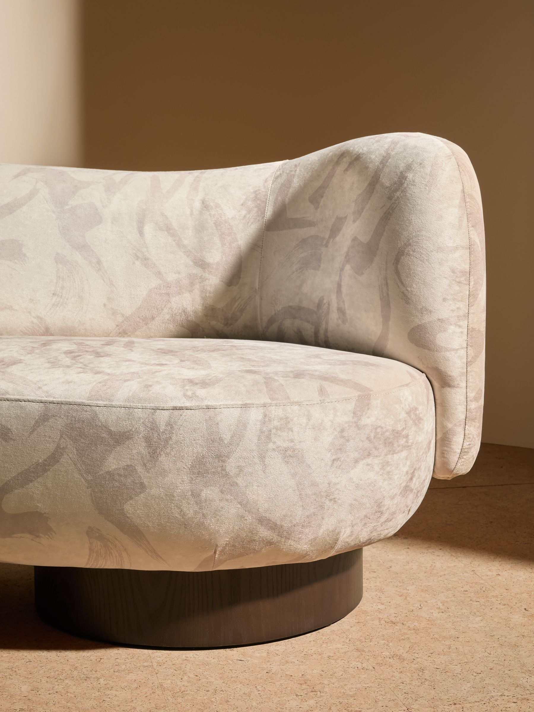 Novara 2 Seater Sofa in Natural Taupe Brushstroke Velvet - Image 2 of 6