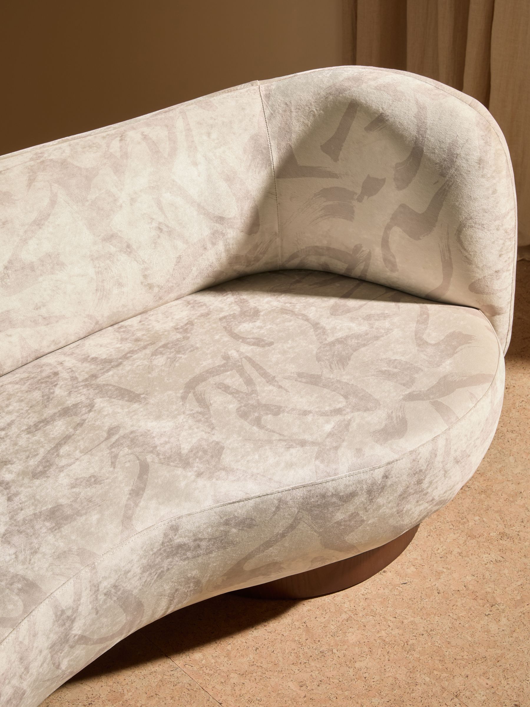 Novara 2 Seater Sofa in Natural Taupe Brushstroke Velvet - Image 3 of 6