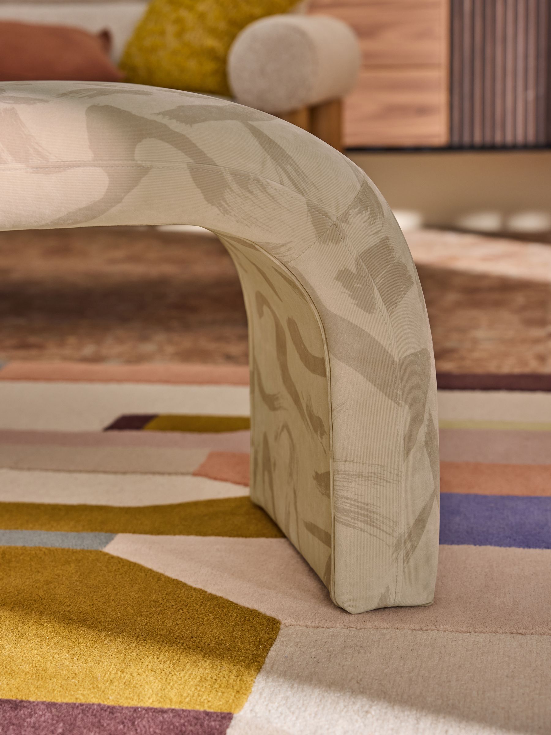Beryl Stool in Natural Taupe Brushstroke Velvet - Image 3 of 6
