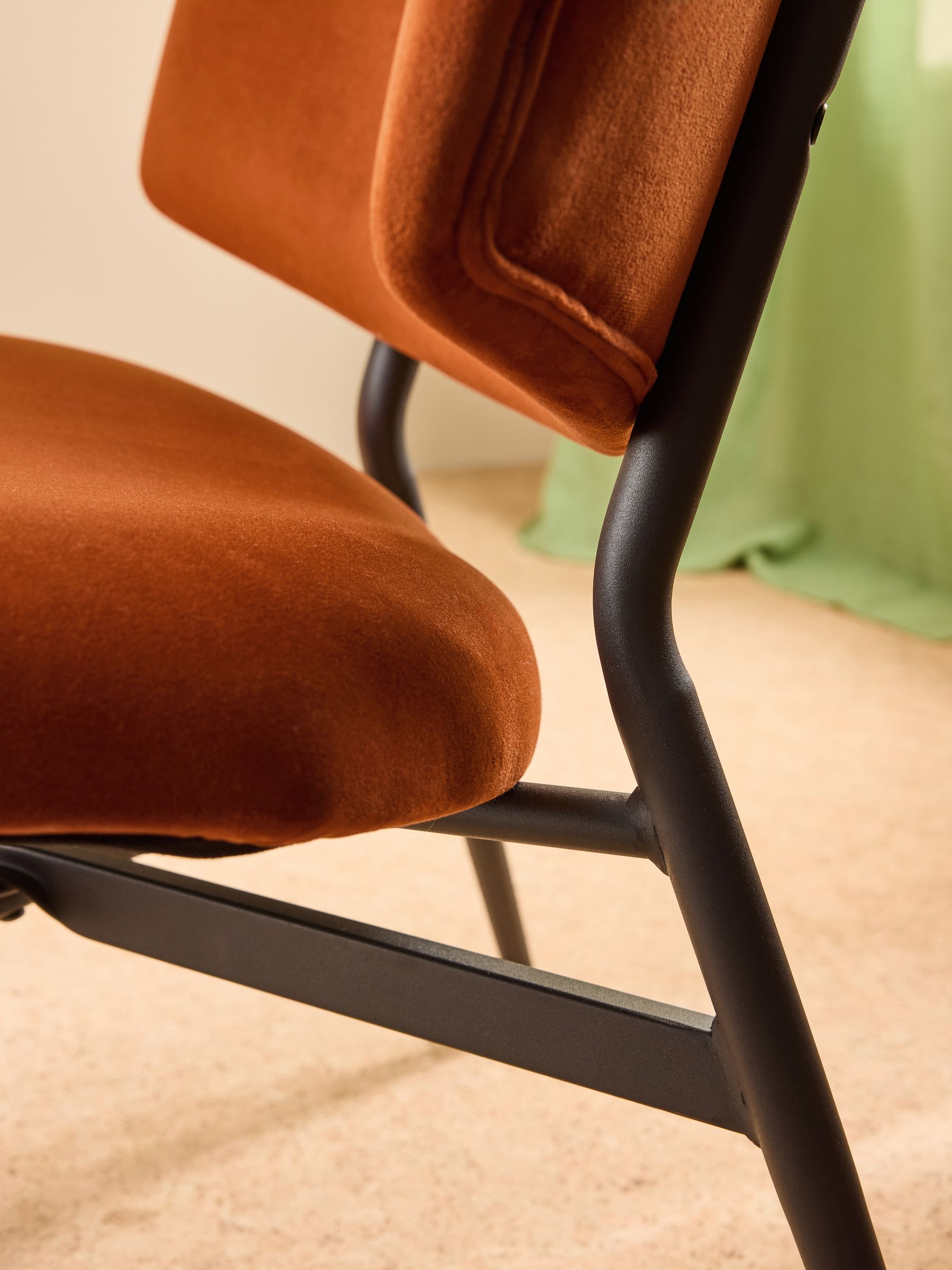 Kuta Accent Chair in Velvet Cinnamon Orange - Image 5 of 7