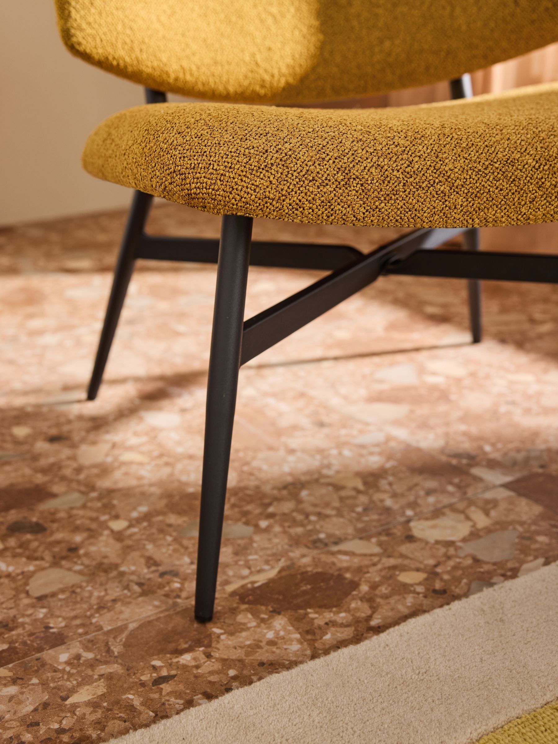 Kuta Accent Chair in Ochre Yellow Pax Boucle - Image 6 of 7