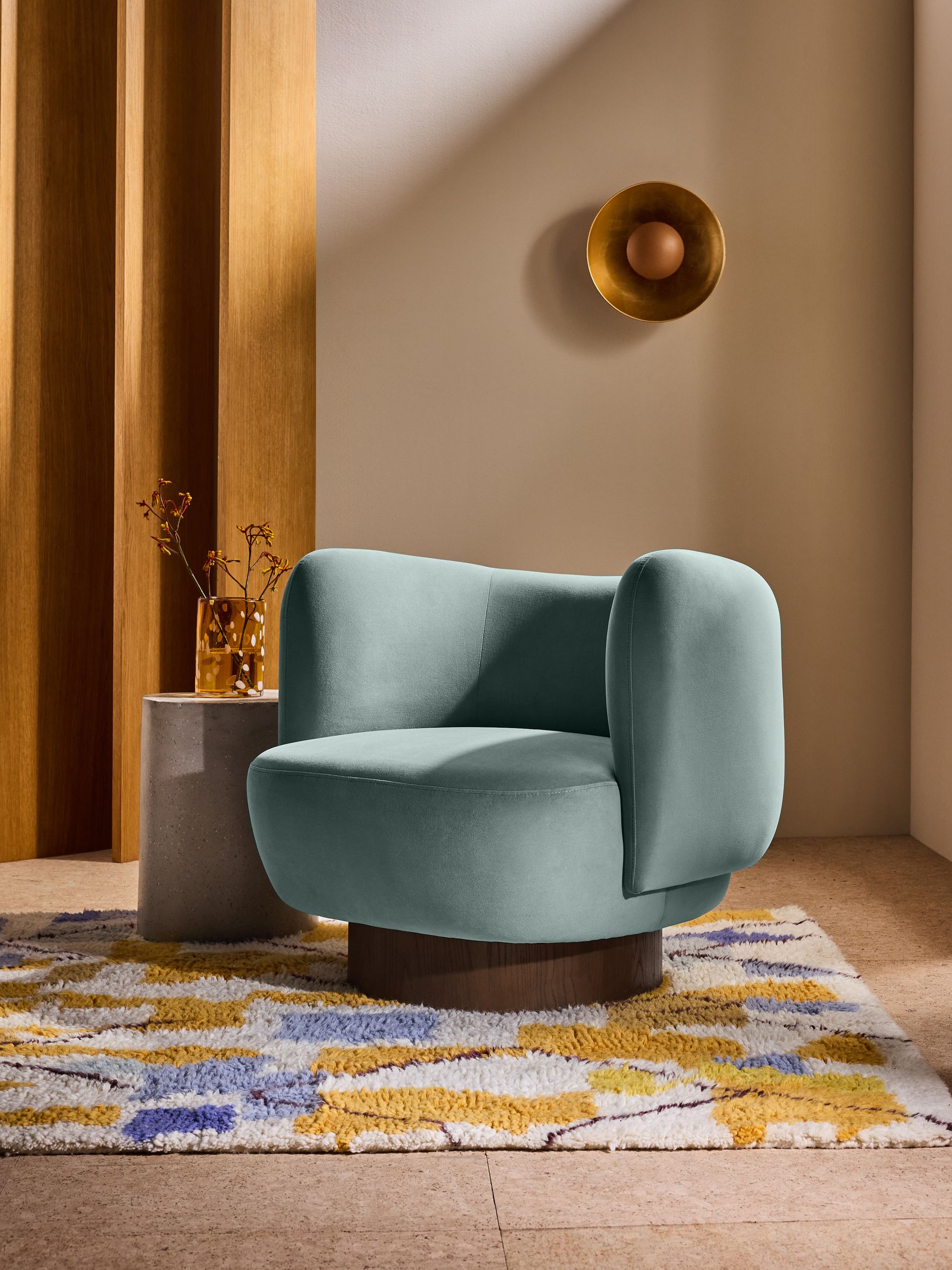 Novara Swivel Accent Chair in Steel Grey Blue - Image 1 of 6