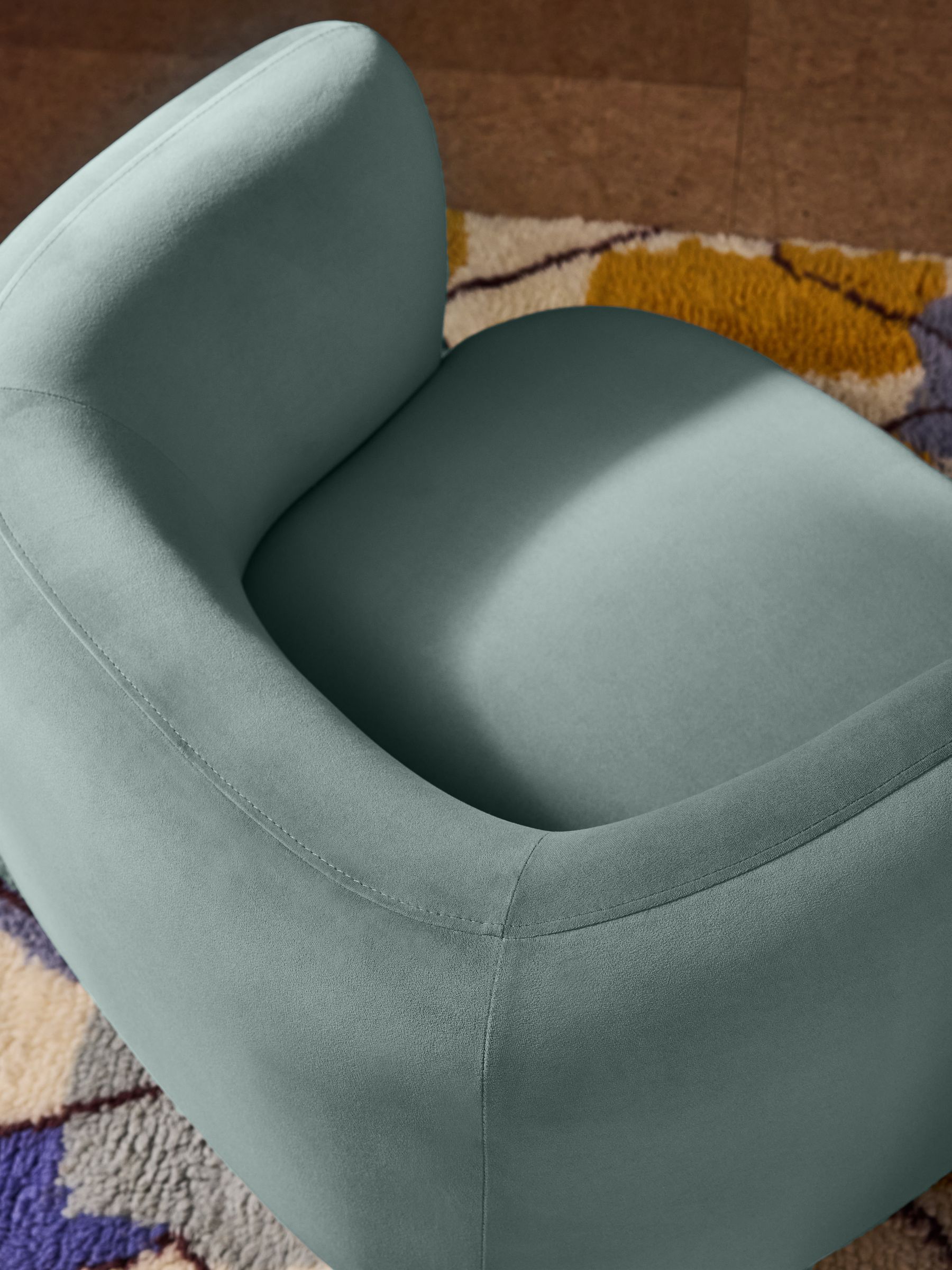 Novara Swivel Accent Chair in Steel Grey Blue - Image 3 of 6