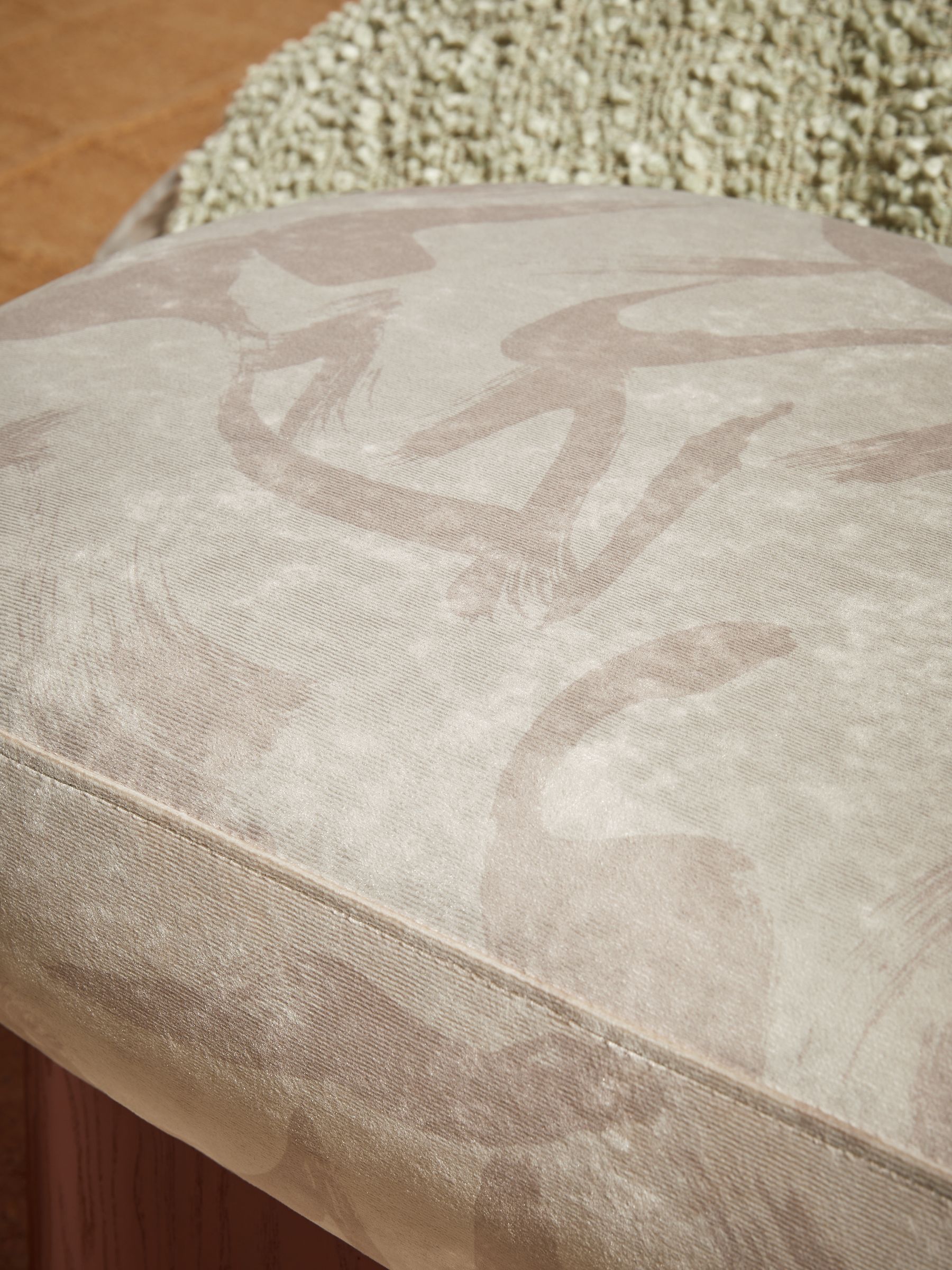 Novara Storage Ottoman Bench in Natural Taupe Brushstroke Velvet - Image 2 of 6