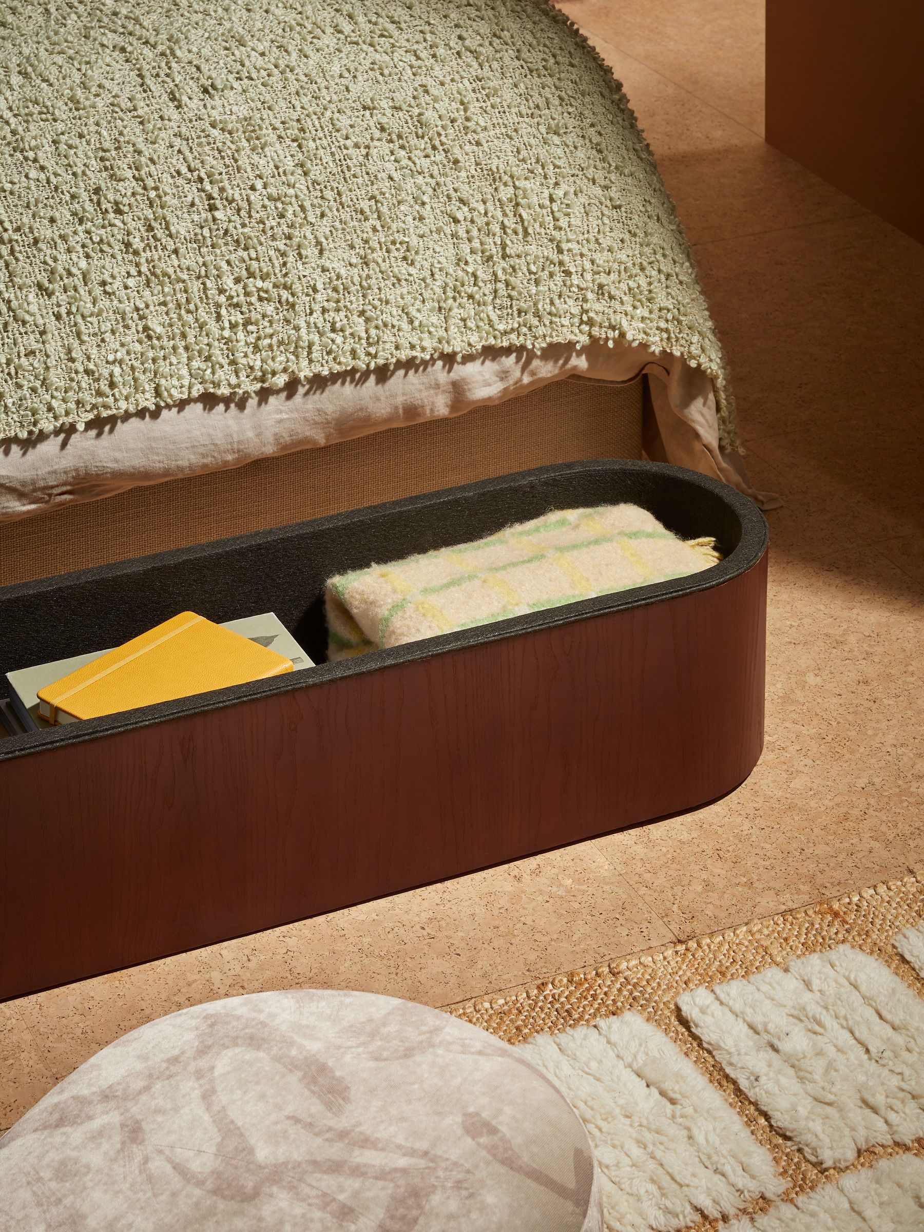 Novara Storage Ottoman Bench in Natural Taupe Brushstroke Velvet - Image 3 of 6