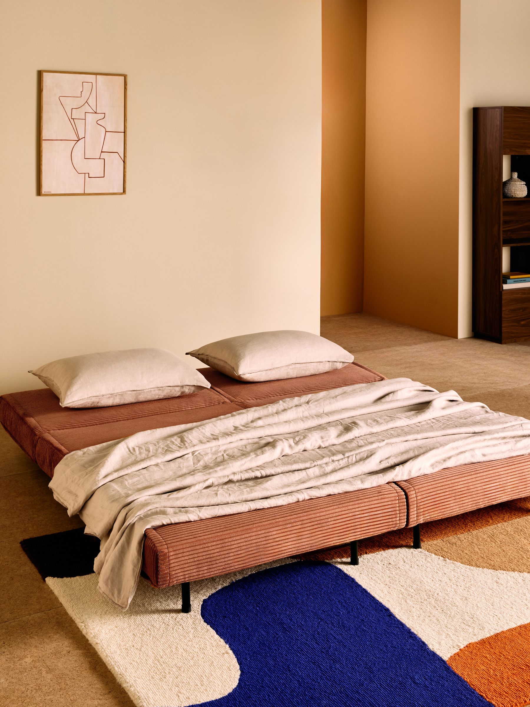 Haru 4 Seater Sofabed in Nutmeg Orange Corduroy | Made