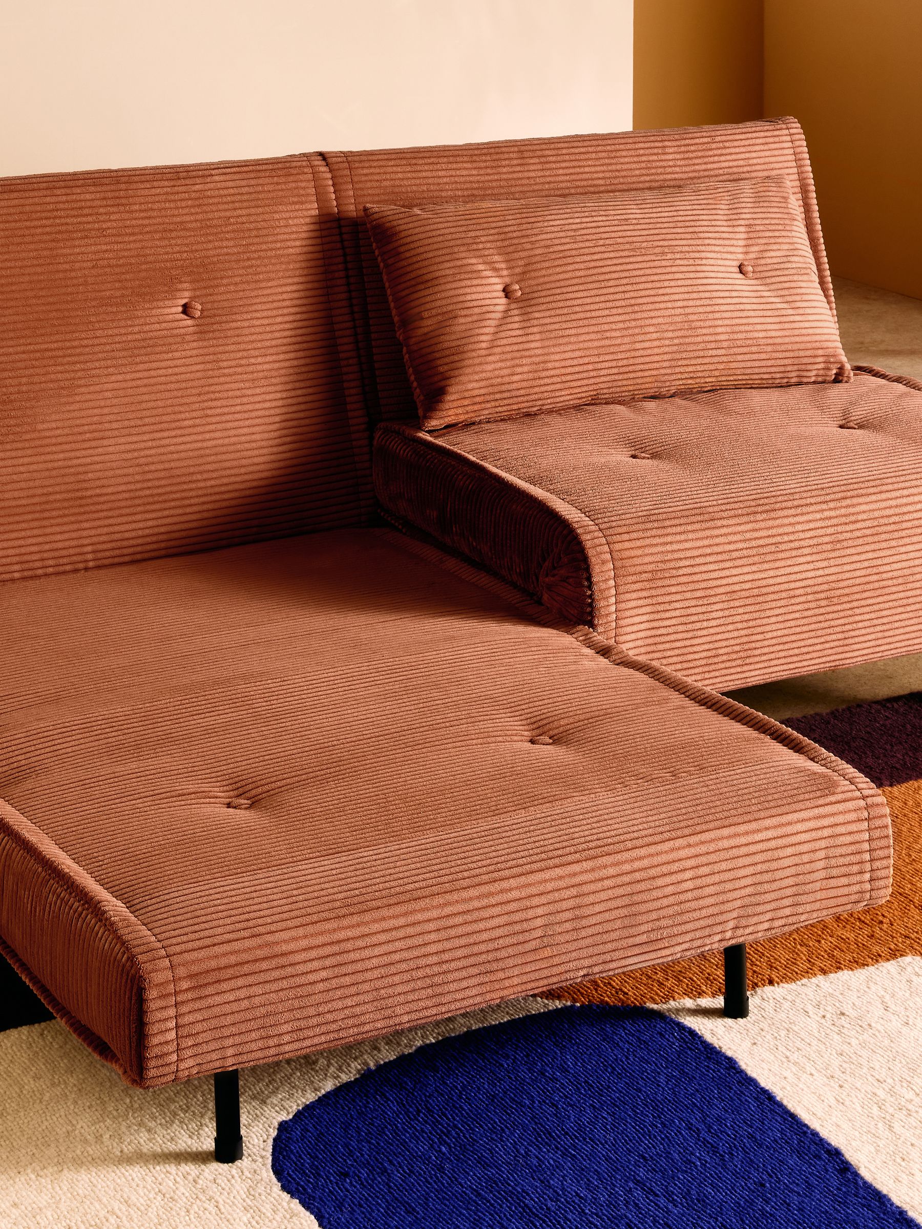 Haru 4 Seater Sofabed in Nutmeg Orange Corduroy | Made