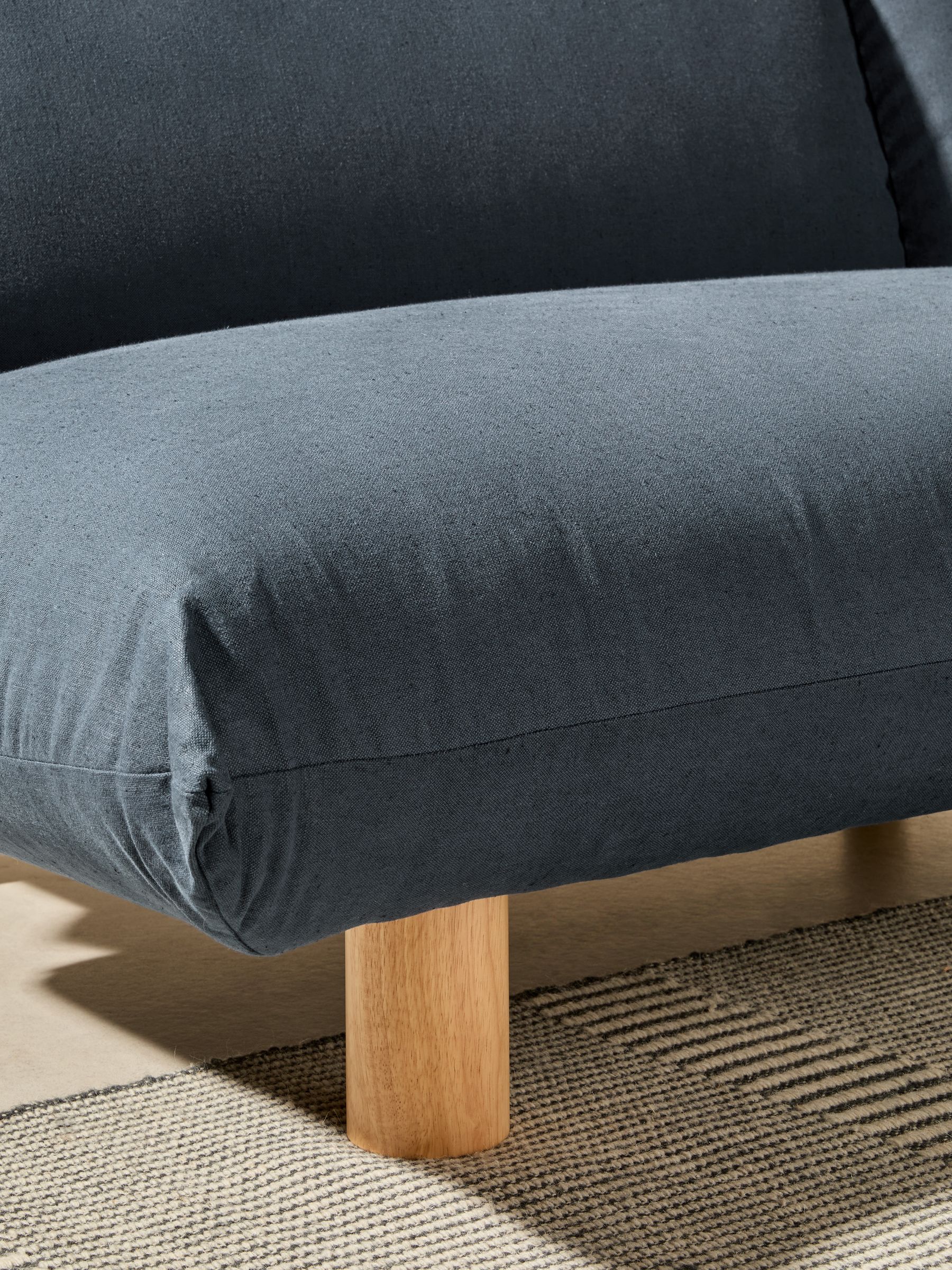 Jude 3 Seater Sofa Bed in Navy Brushed Plain - Image 4 of 7