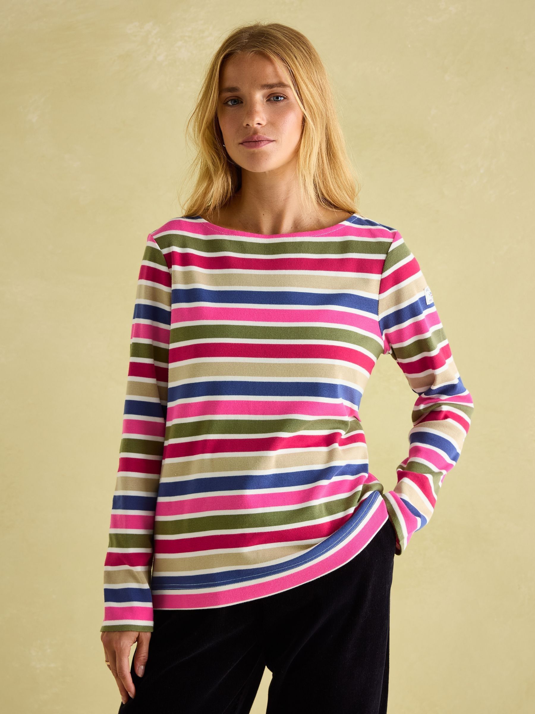 Harbour Multi Stripe Boat Neck Printed Top - Image 1 of 7