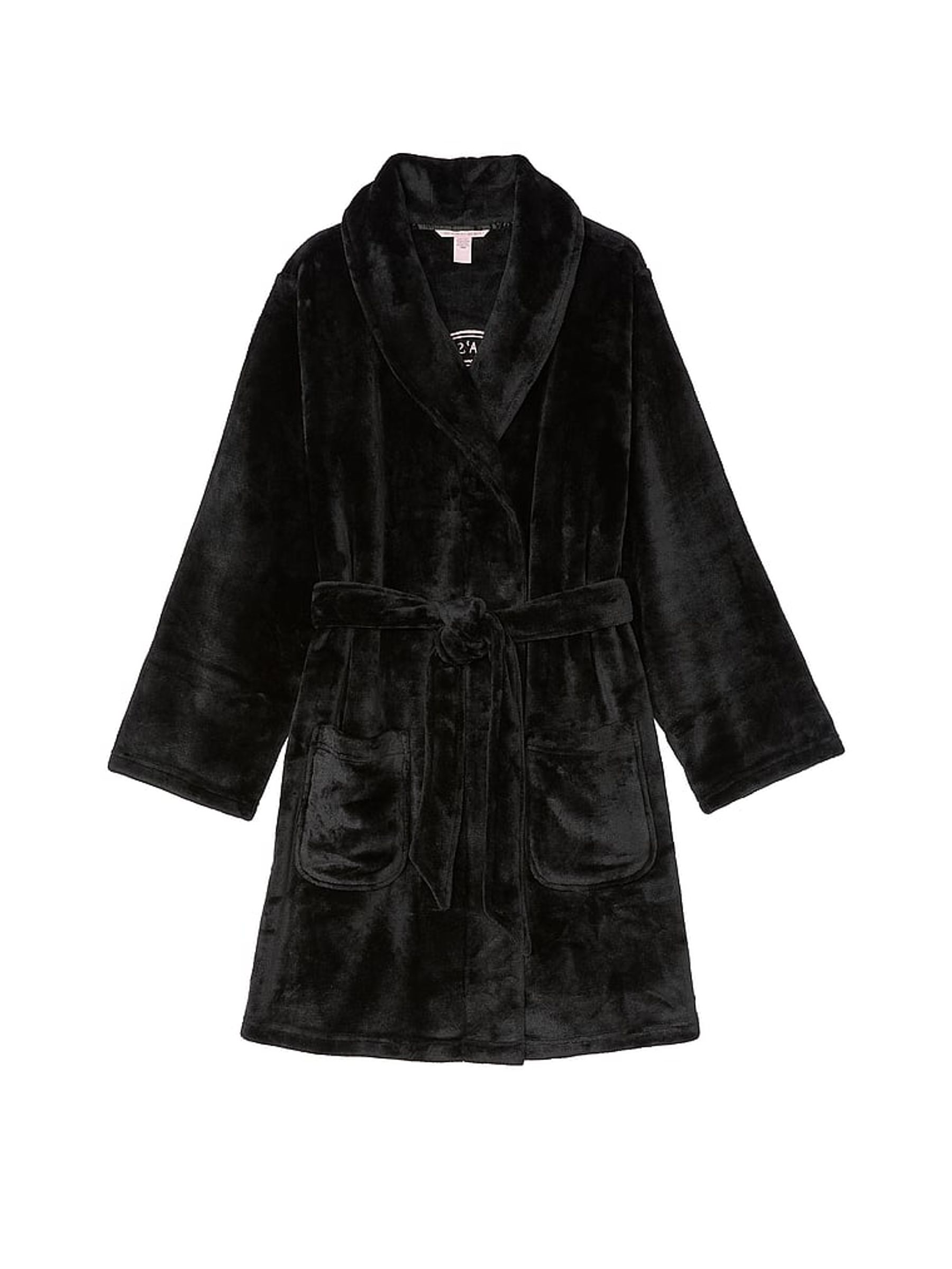 Black Cosy Short Dressing Gown - Image 3 of 3