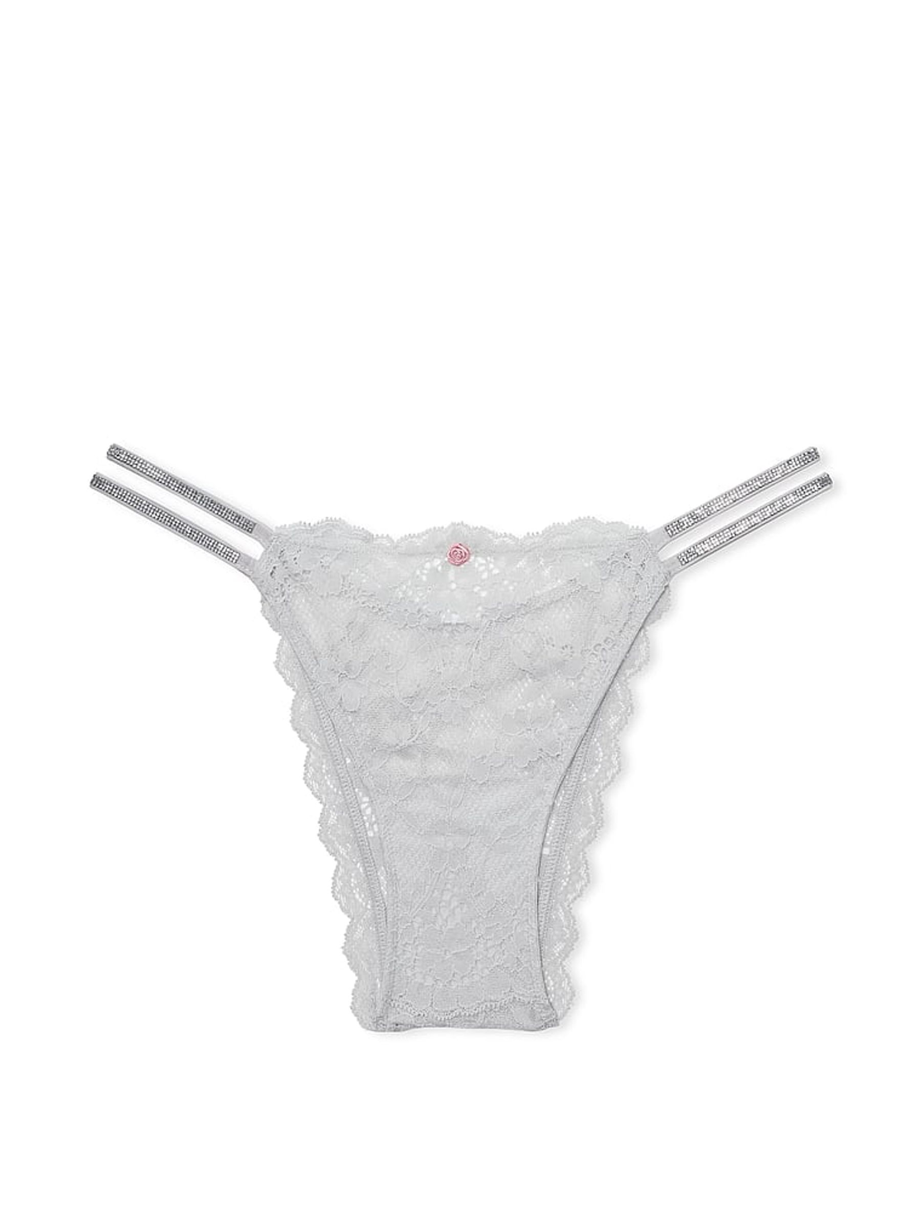 Silver Pearl Grey Brazilian Twinkle Strap Knickers - Image 3 of 3