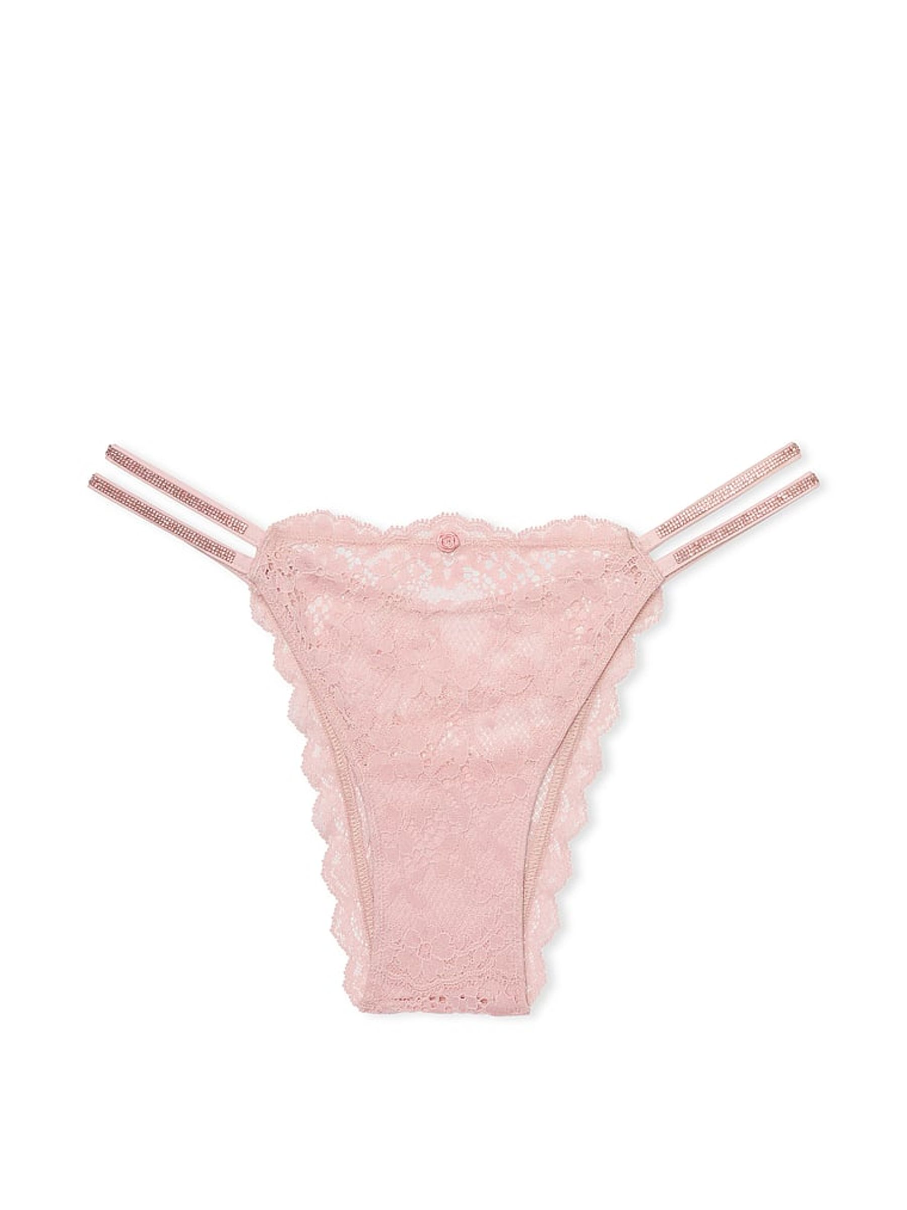 Chalk Rose Pink Brazilian Twinkle Strap Knickers - Image 3 of 3