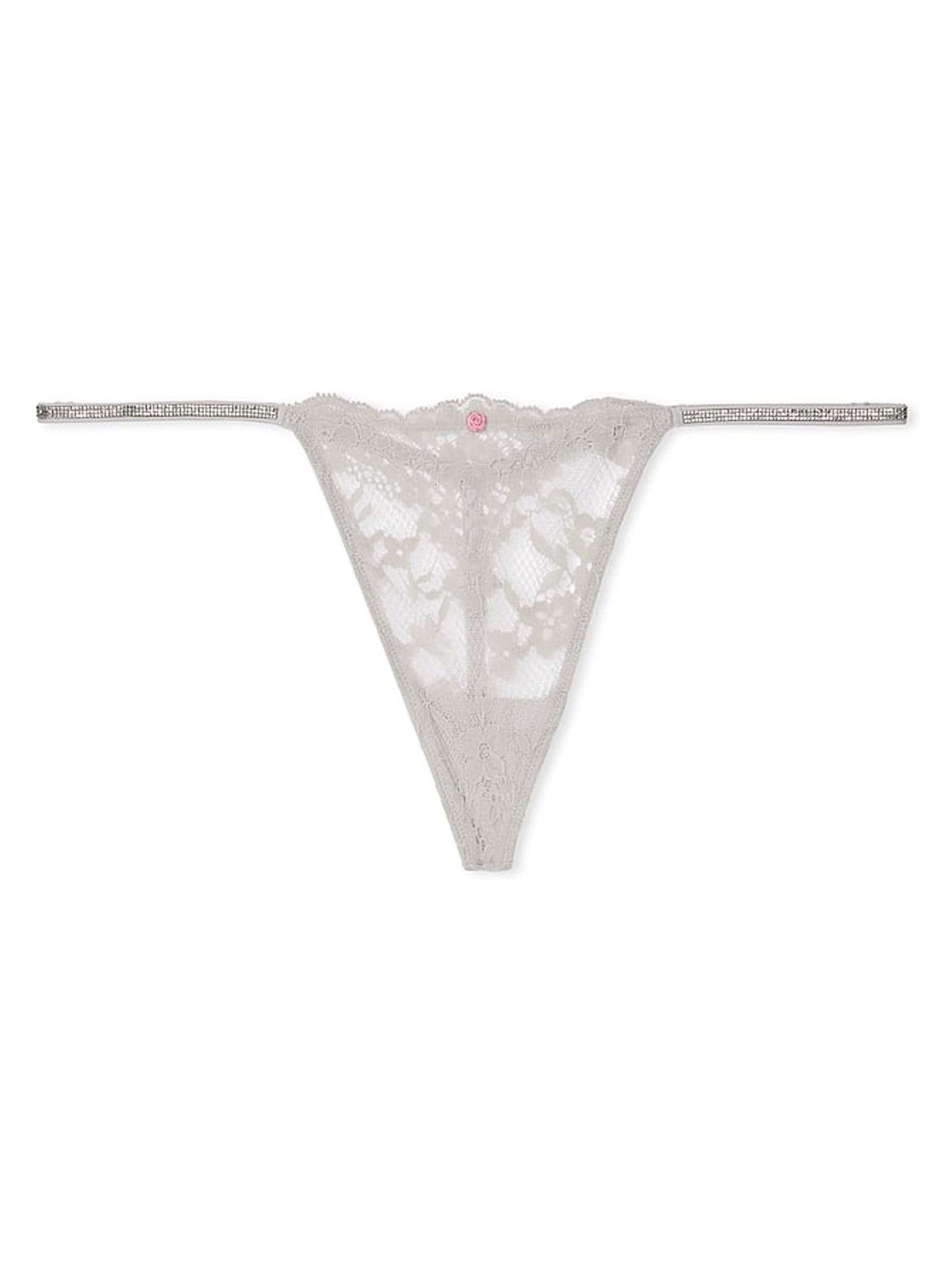 Silver Pearl Grey G String Twinkle Strap Knickers - Image 3 of 3