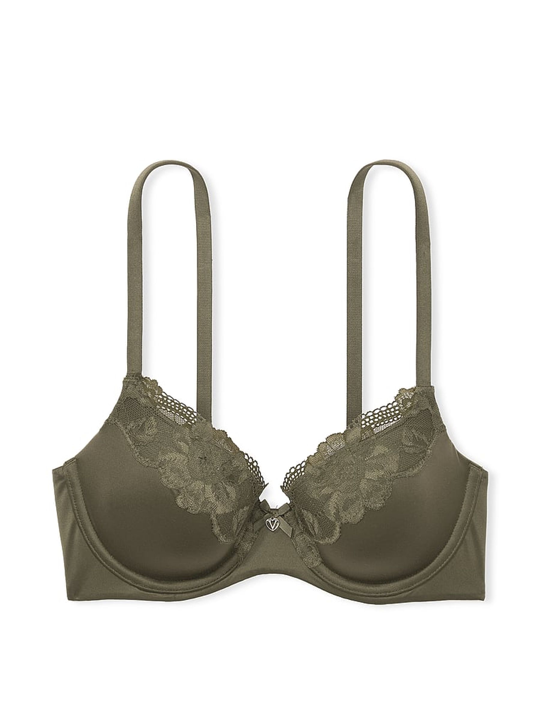 Olive Green Lace Trim Demi Bra - Image 3 of 3