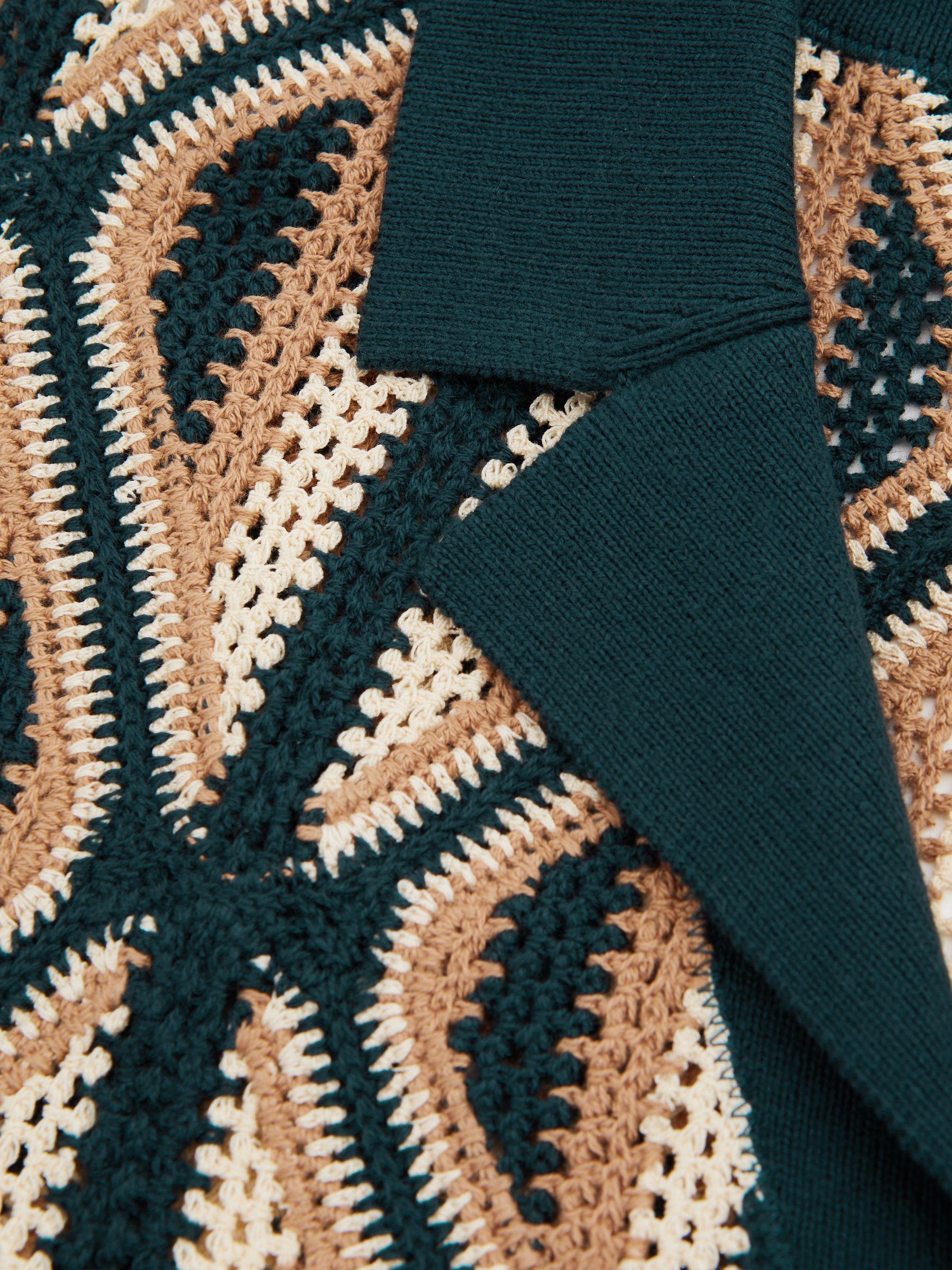 Conda Emerald Ché Diamond Crochet Cuban Collar Shirt - Image 3 of 6