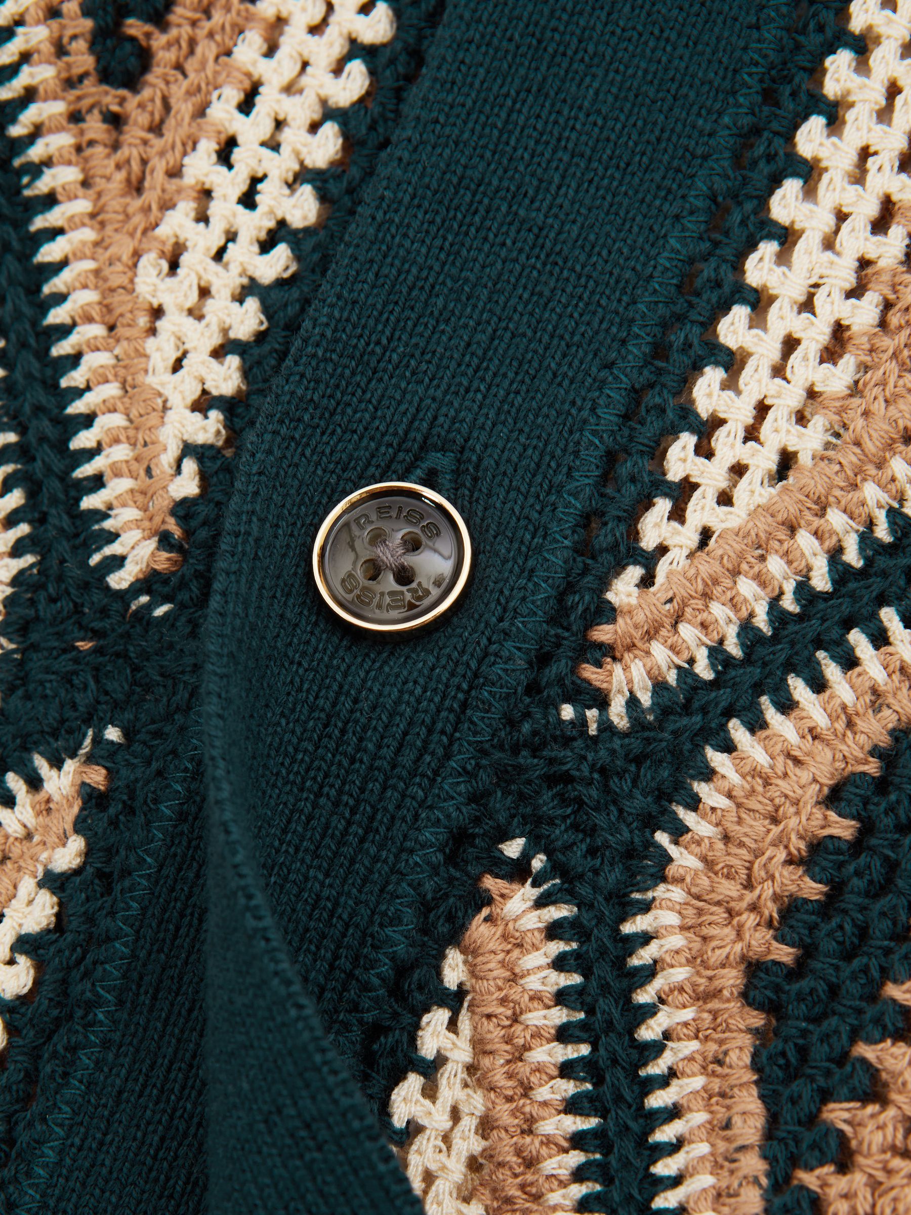 Conda Emerald Ché Diamond Crochet Cuban Collar Shirt - Image 4 of 6