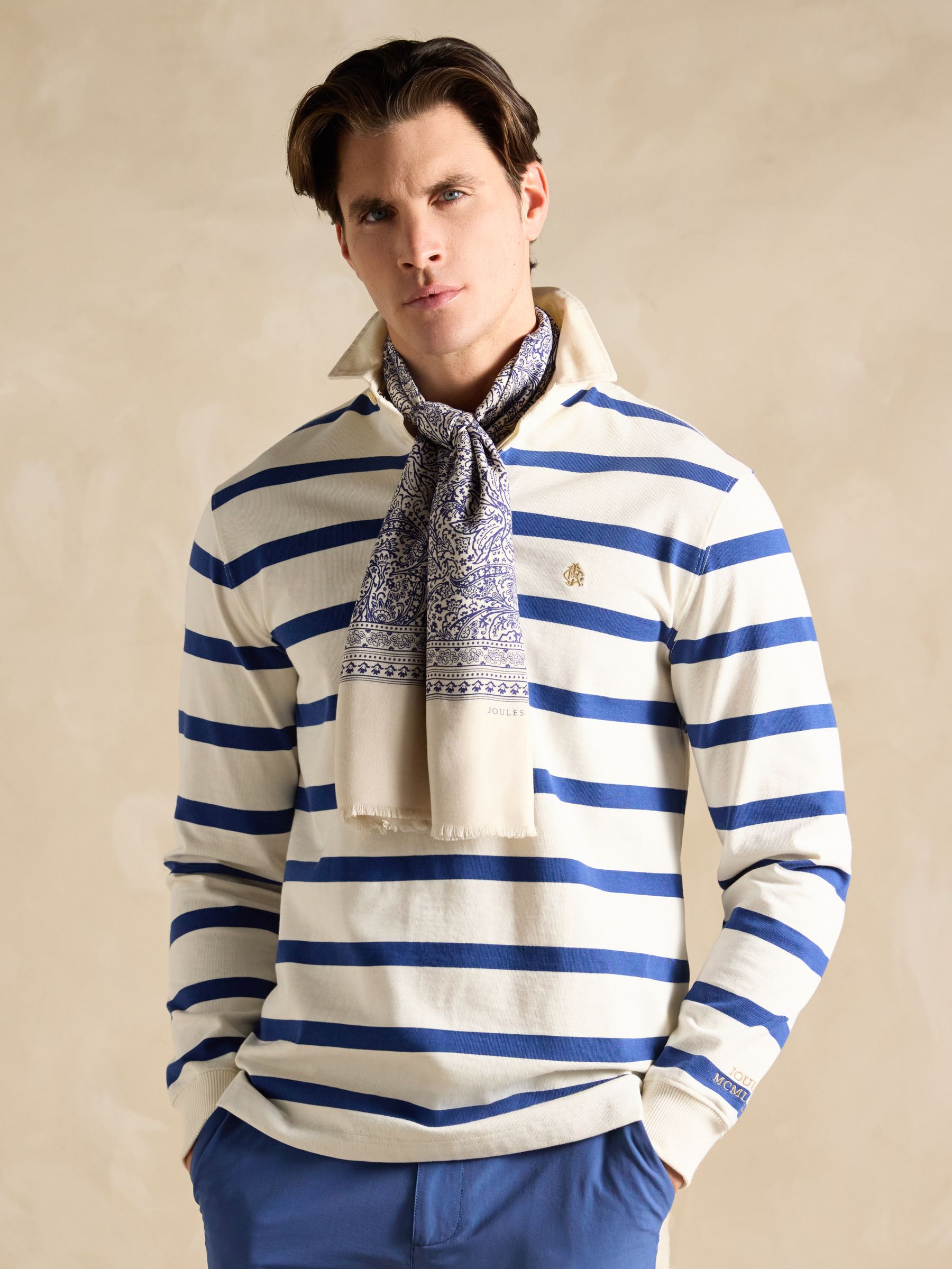 Mayfair Blue/White Scarf | Joules