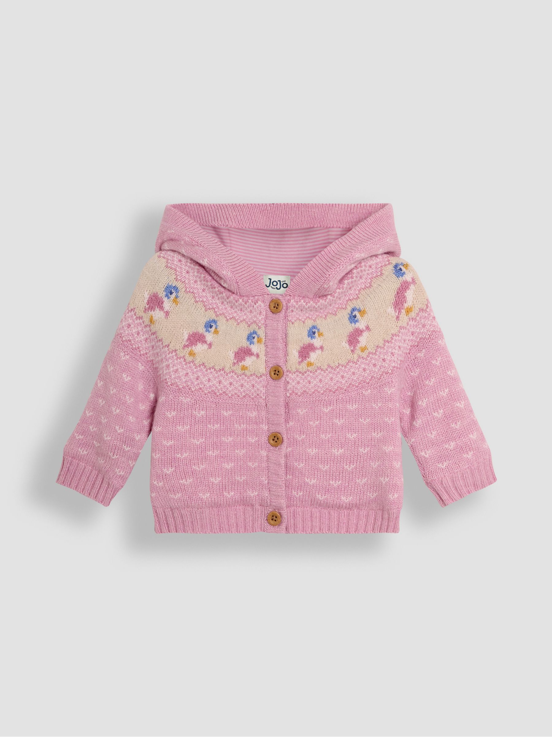 Pink Peter Rabbit Fairisle Pattern Cosy Hooded Baby Cardigan - Image 3 of 5