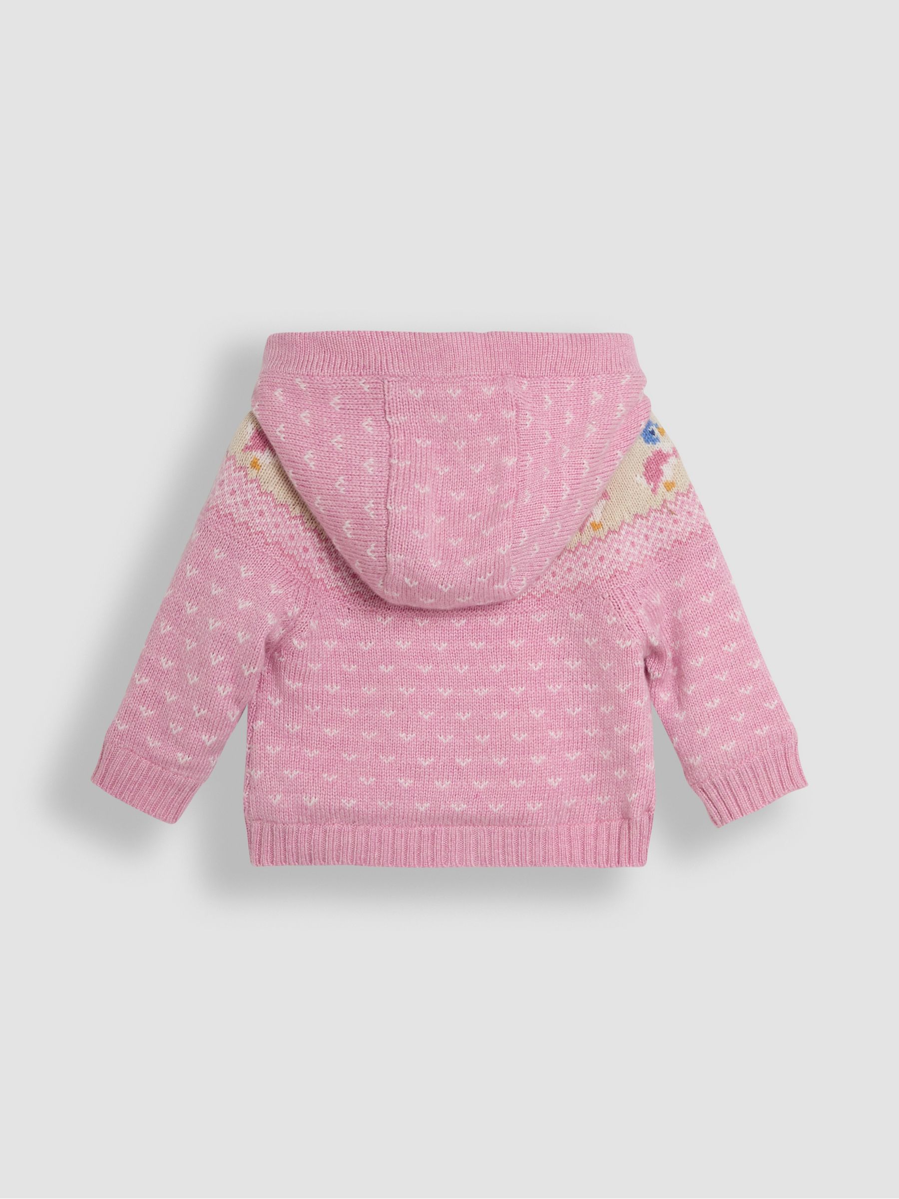 Pink Peter Rabbit Fairisle Pattern Cosy Hooded Baby Cardigan - Image 4 of 5