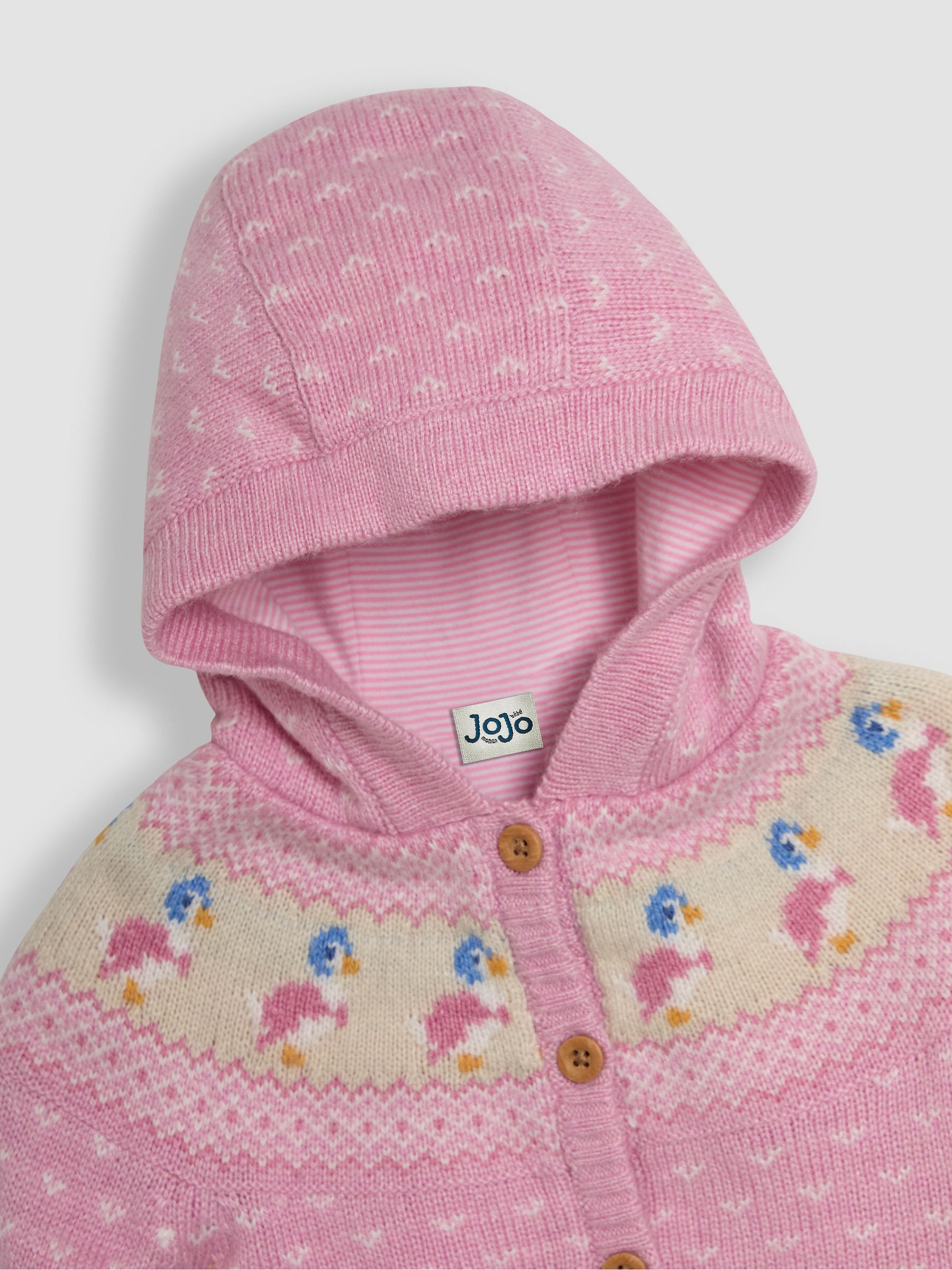 Pink Peter Rabbit Fairisle Pattern Cosy Hooded Baby Cardigan - Image 5 of 5