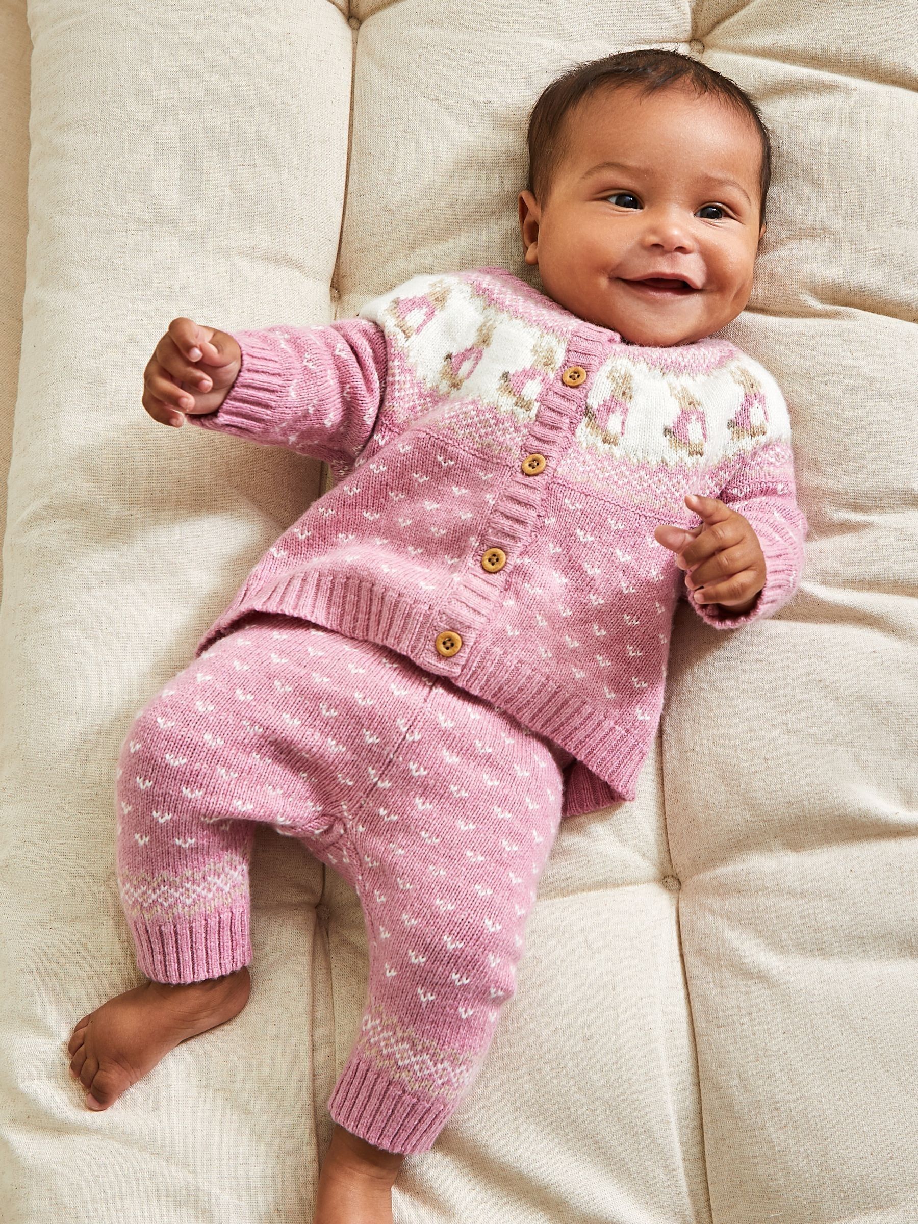 Pink Peter Rabbit Fairisle Pattern Baby Knit Set - Image 1 of 7