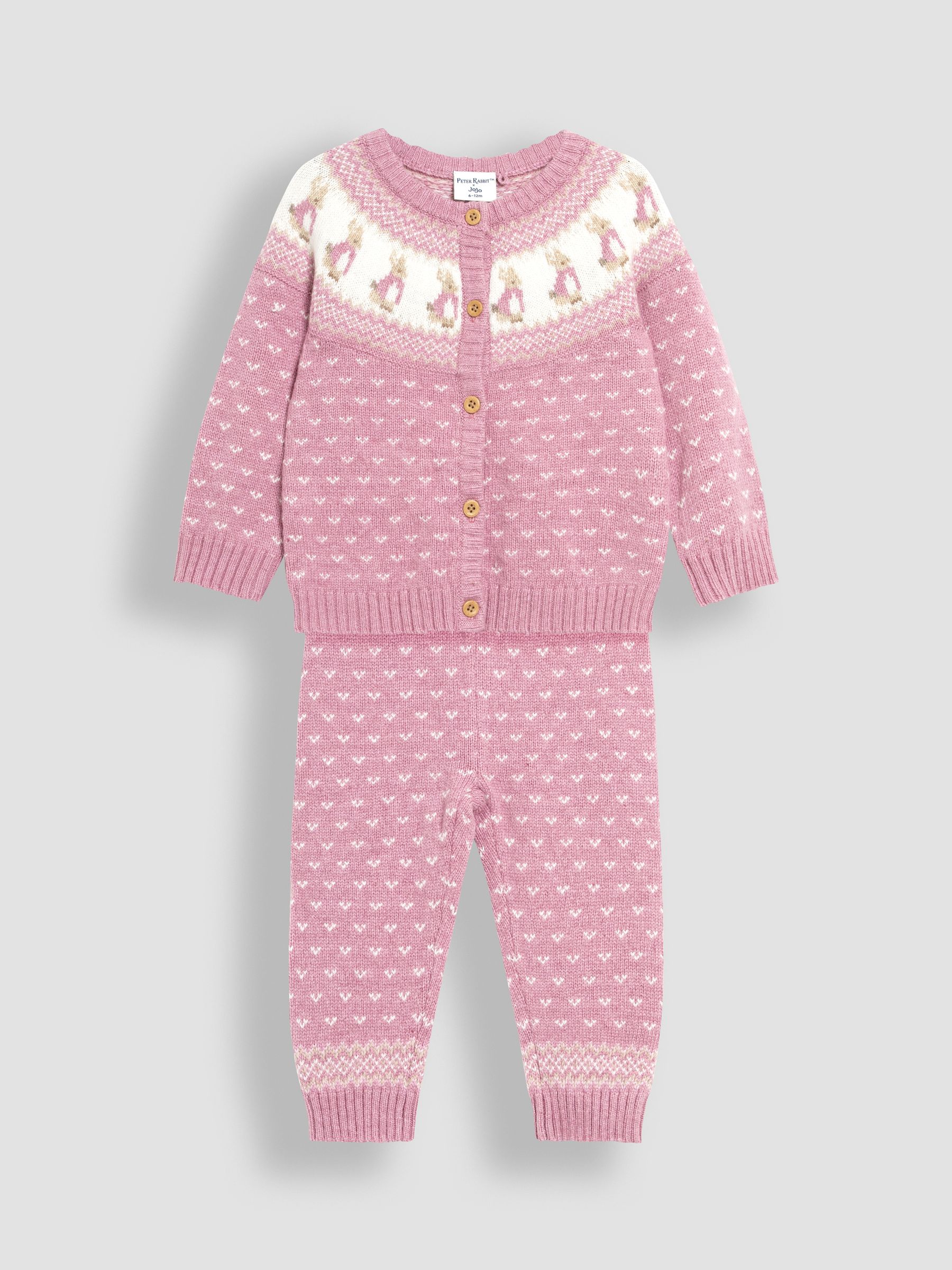 Pink Peter Rabbit Fairisle Pattern Baby Knit Set - Image 2 of 7