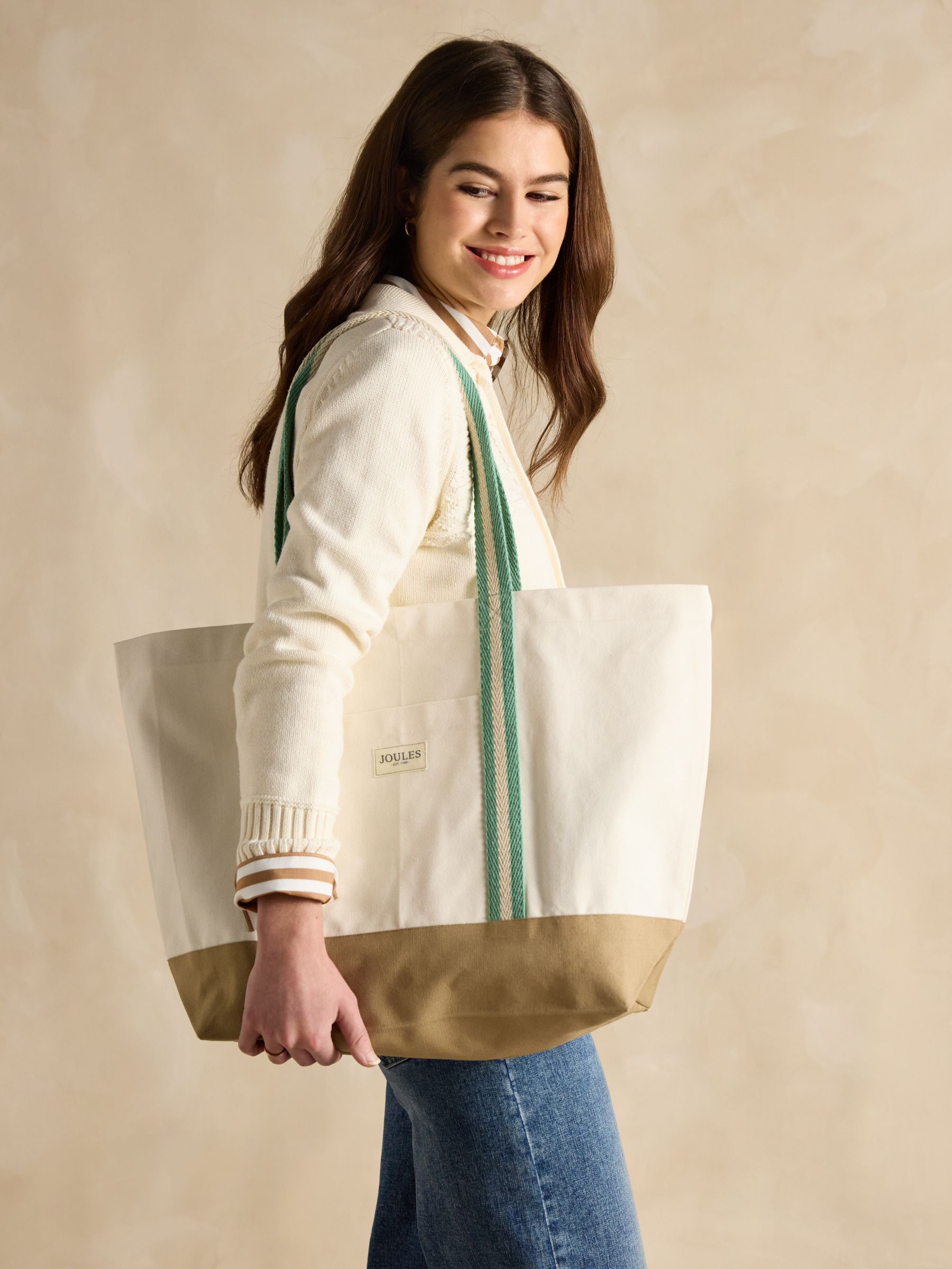 Promenade Neutral Canvas Beach Bag - Image 2 of 7
