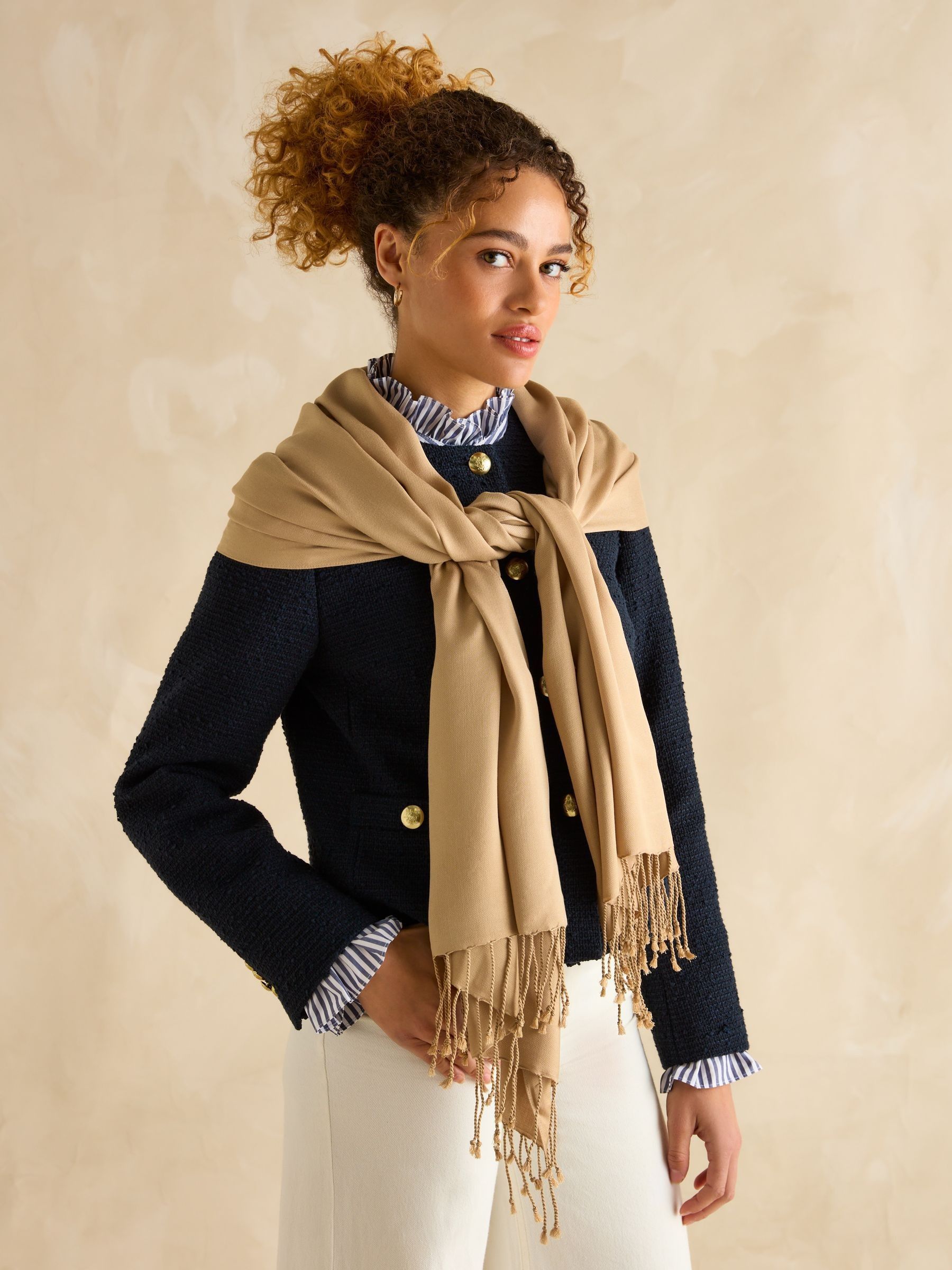 Ascot Oatmeal Pashmina Scarf - Image 1 of 5