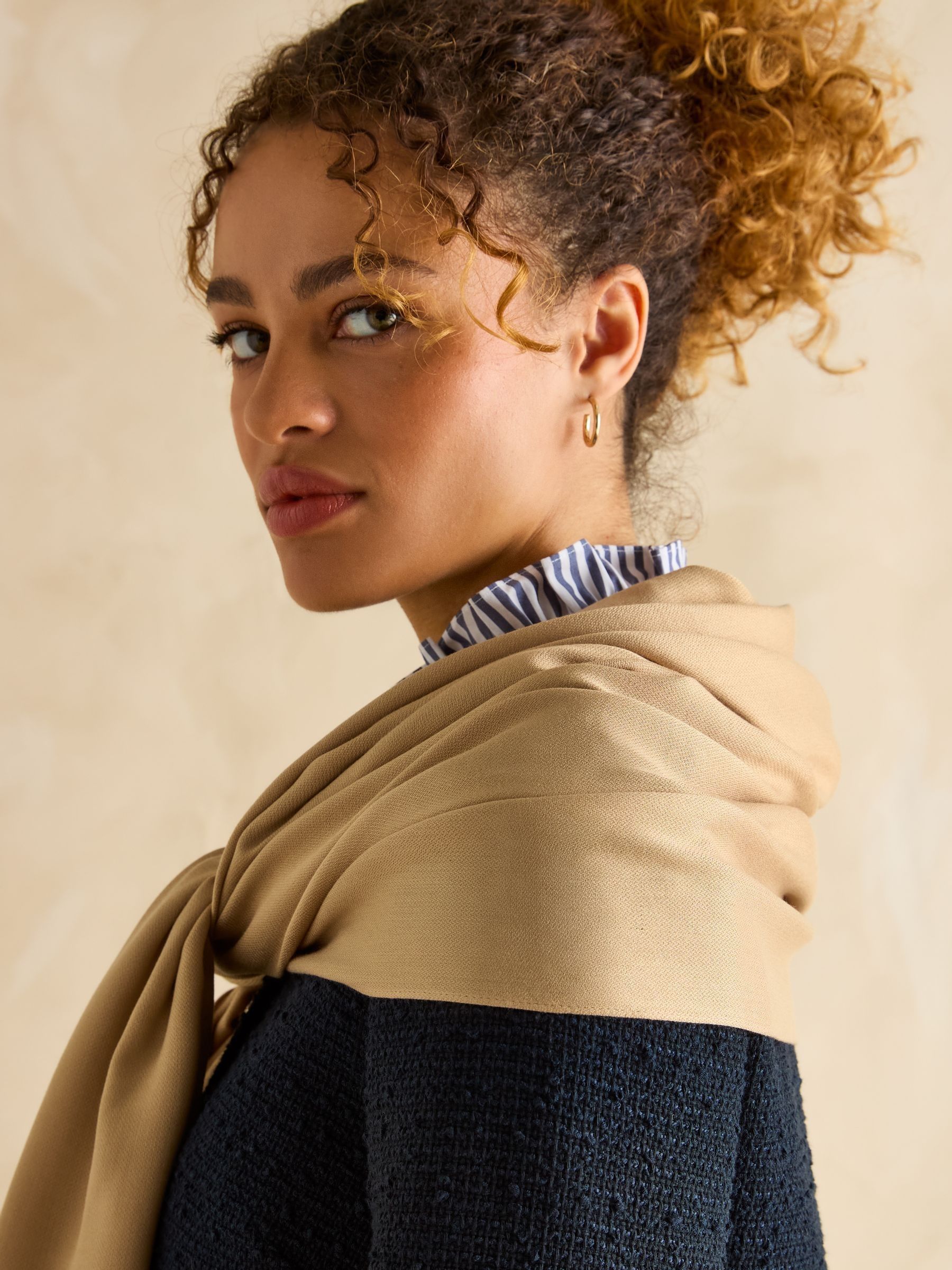 Ascot Oatmeal Pashmina Scarf - Image 3 of 5