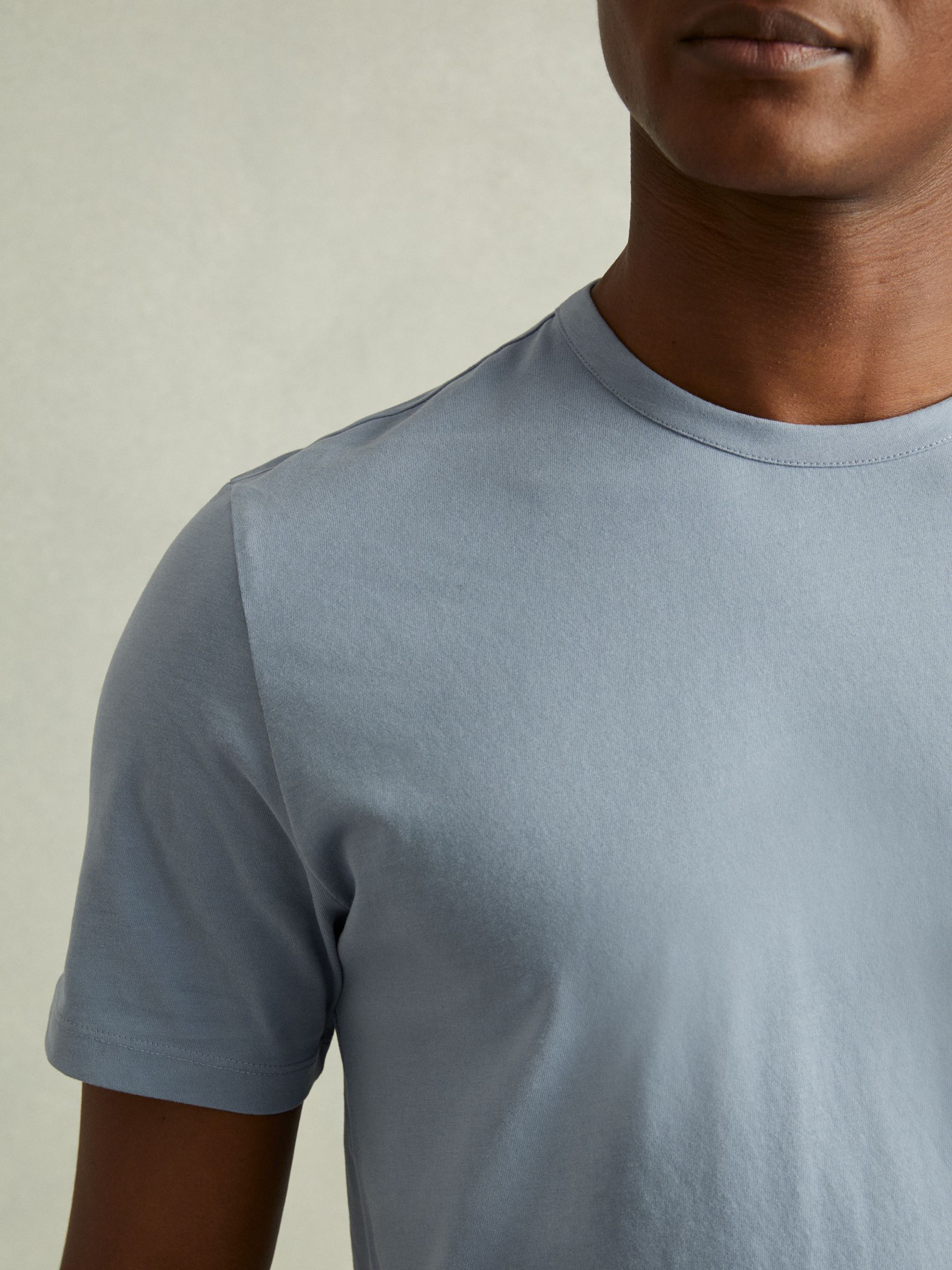 Cotton Crew Neck T-Shirt in Airforce Blue - Image 3 of 6